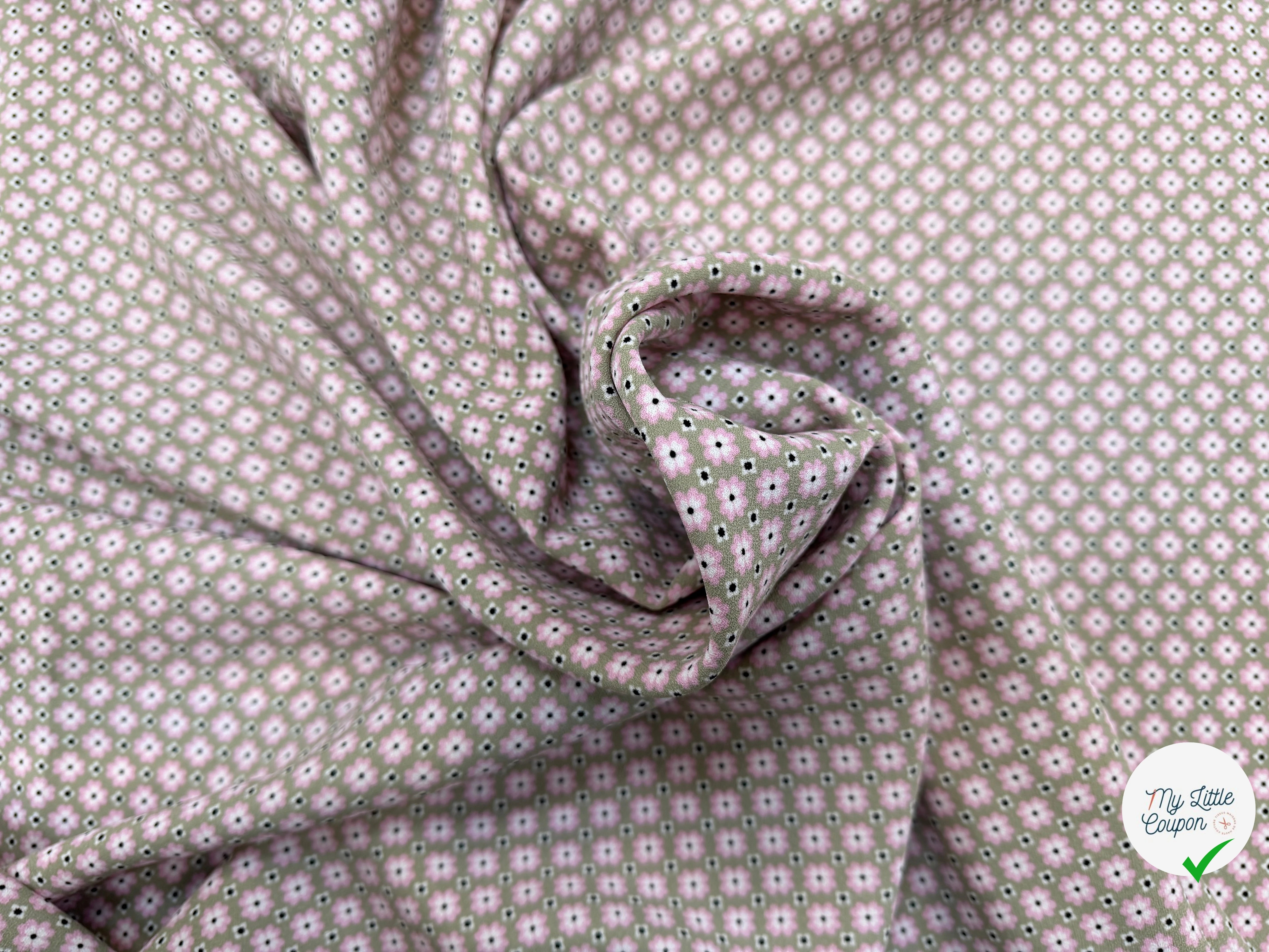 CREPE SUPERBE TENUE PRINT FLOWERS FOND ROSE - My Little Coupon