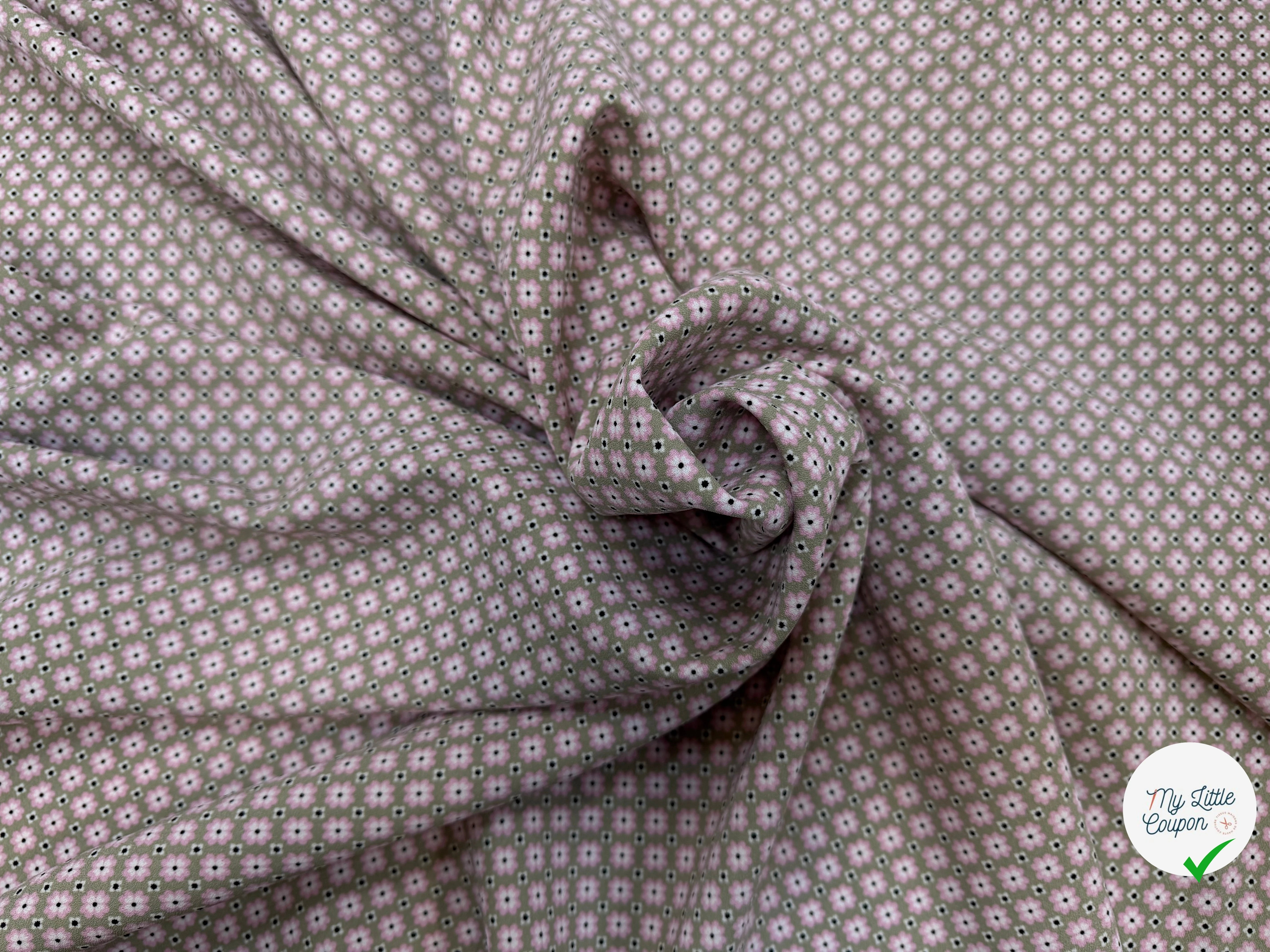 CREPE SUPERBE TENUE PRINT FLOWERS FOND ROSE - My Little Coupon