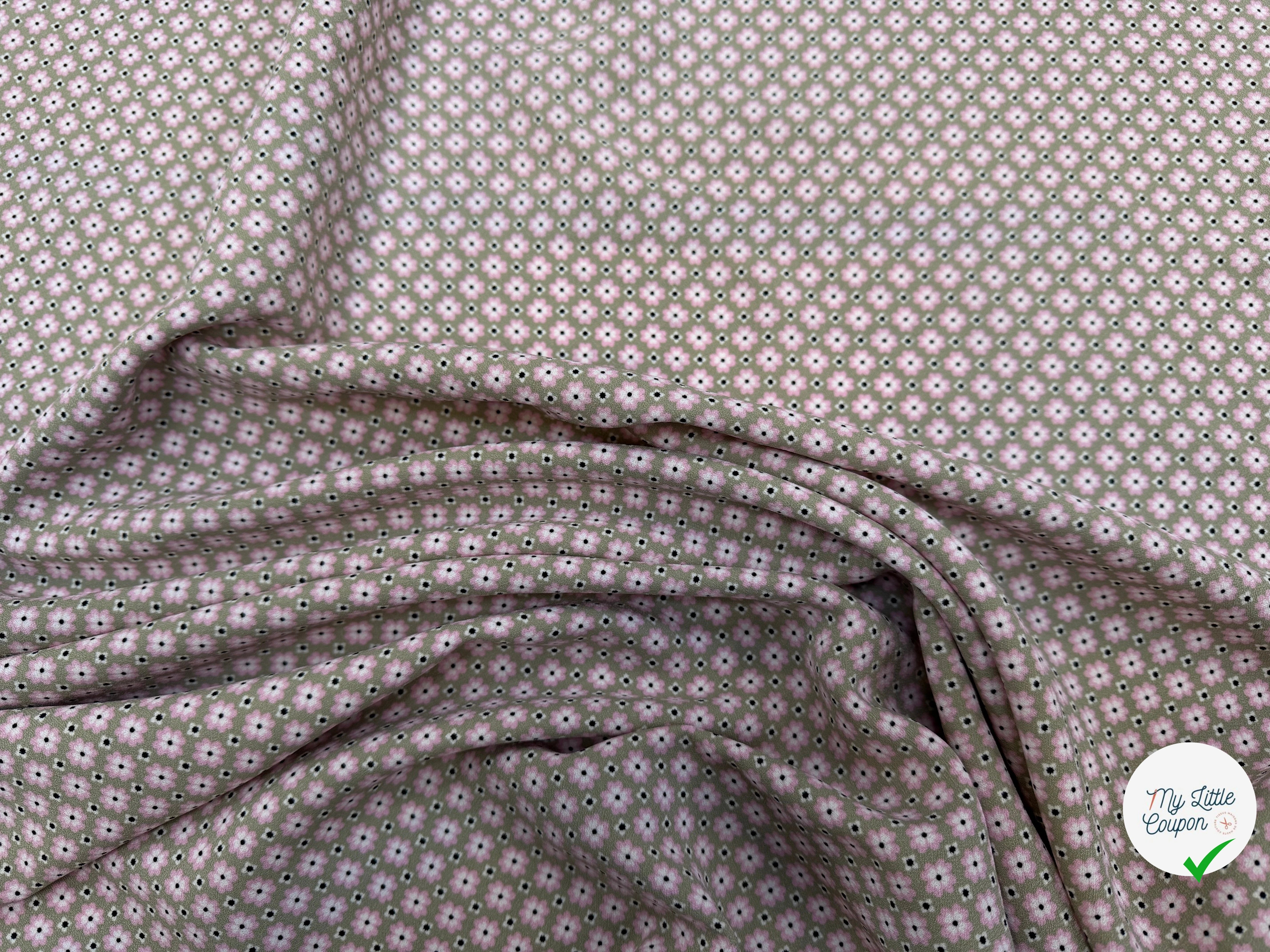 CREPE SUPERBE TENUE PRINT FLOWERS FOND ROSE - My Little Coupon