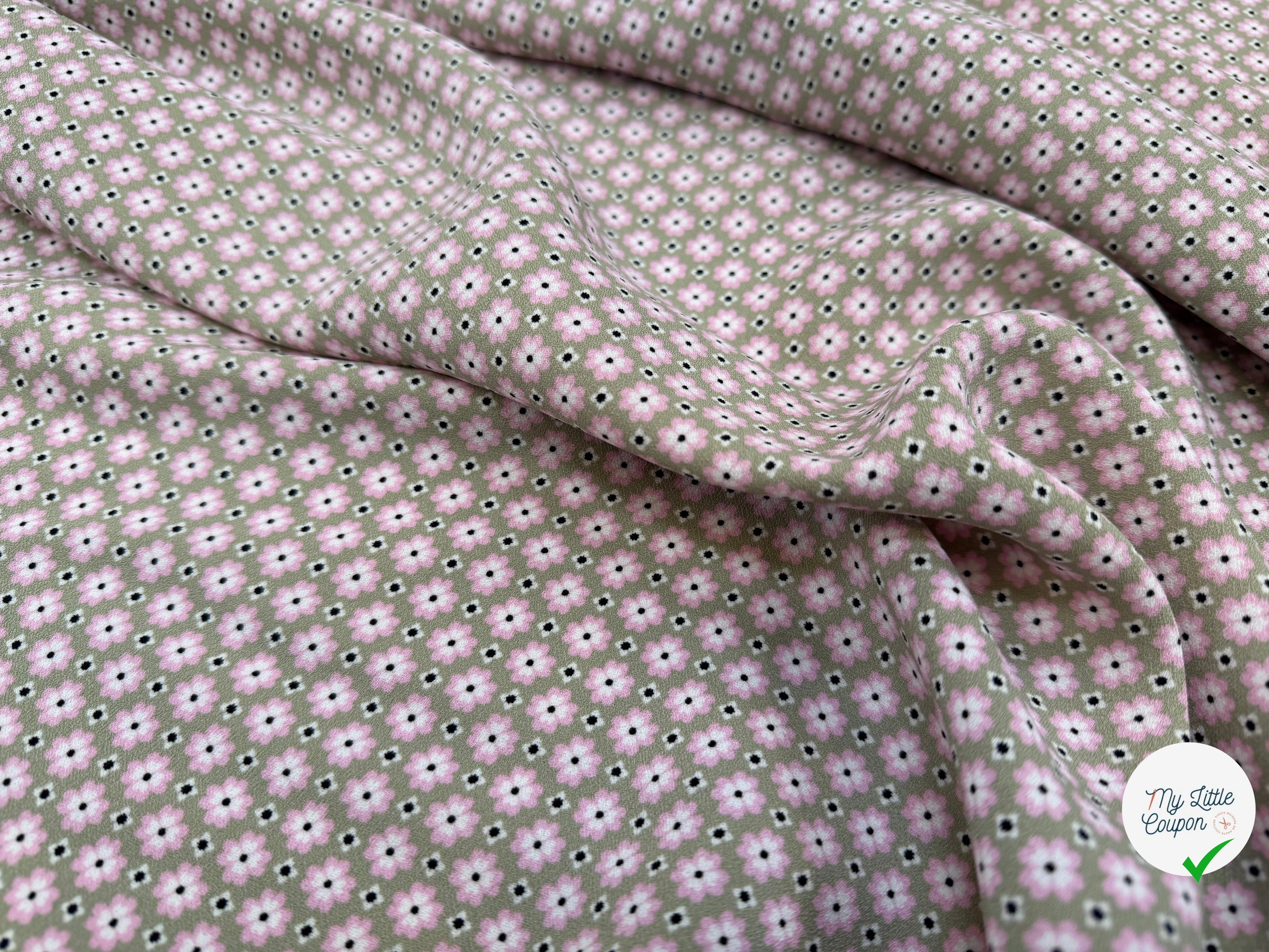 CREPE SUPERBE TENUE PRINT FLOWERS FOND ROSE - My Little Coupon
