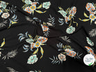CREPE TESSUTO 100%VISCOSE FOND NOIR AVEC FEUILLES - My Little Coupon