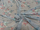 CREPE ULTRA FIN FOND BLANC À RAYURES MOTIFS FLORAUX BLEUS - My Little Coupon