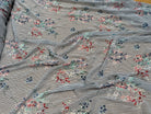 CREPE ULTRA FIN FOND BLANC À RAYURES MOTIFS FLORAUX BLEUS - My Little Coupon