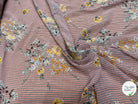 CREPE ULTRA FIN FOND BLANC À RAYURES MOTIFS FLORAUX JAUNE - My Little Coupon