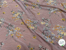 CREPE ULTRA FIN FOND BLANC À RAYURES MOTIFS FLORAUX JAUNE - My Little Coupon