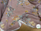 CREPE ULTRA FIN FOND BLANC À RAYURES MOTIFS FLORAUX JAUNE - My Little Coupon