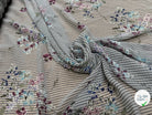 CREPE ULTRA FIN FOND BLANC À RAYURES MOTIFS FLORAUX VIOLET - My Little Coupon
