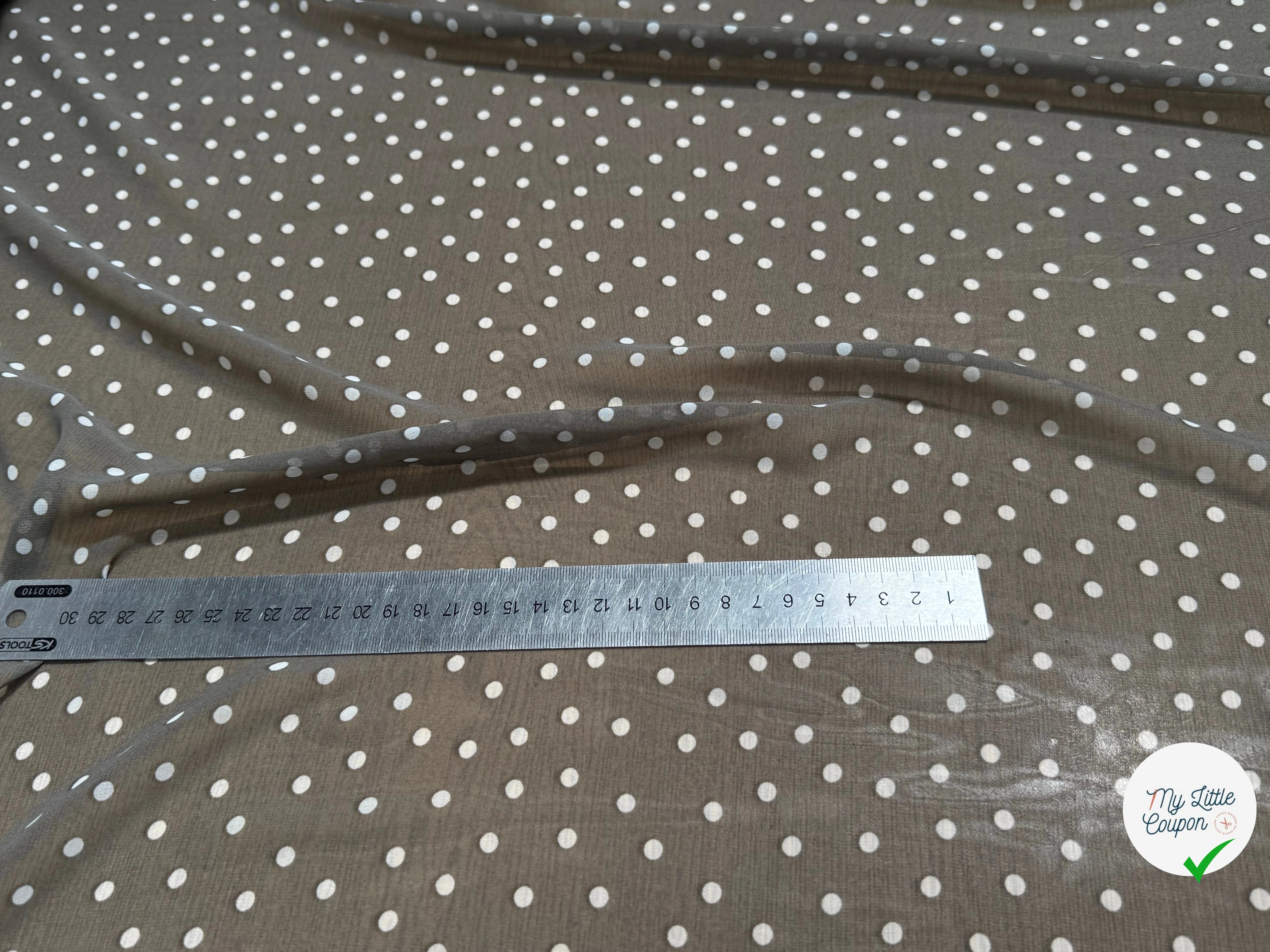CREPE ULTRA FIN FOND GRIS FONCÉ POIS BLANC - My Little Coupon