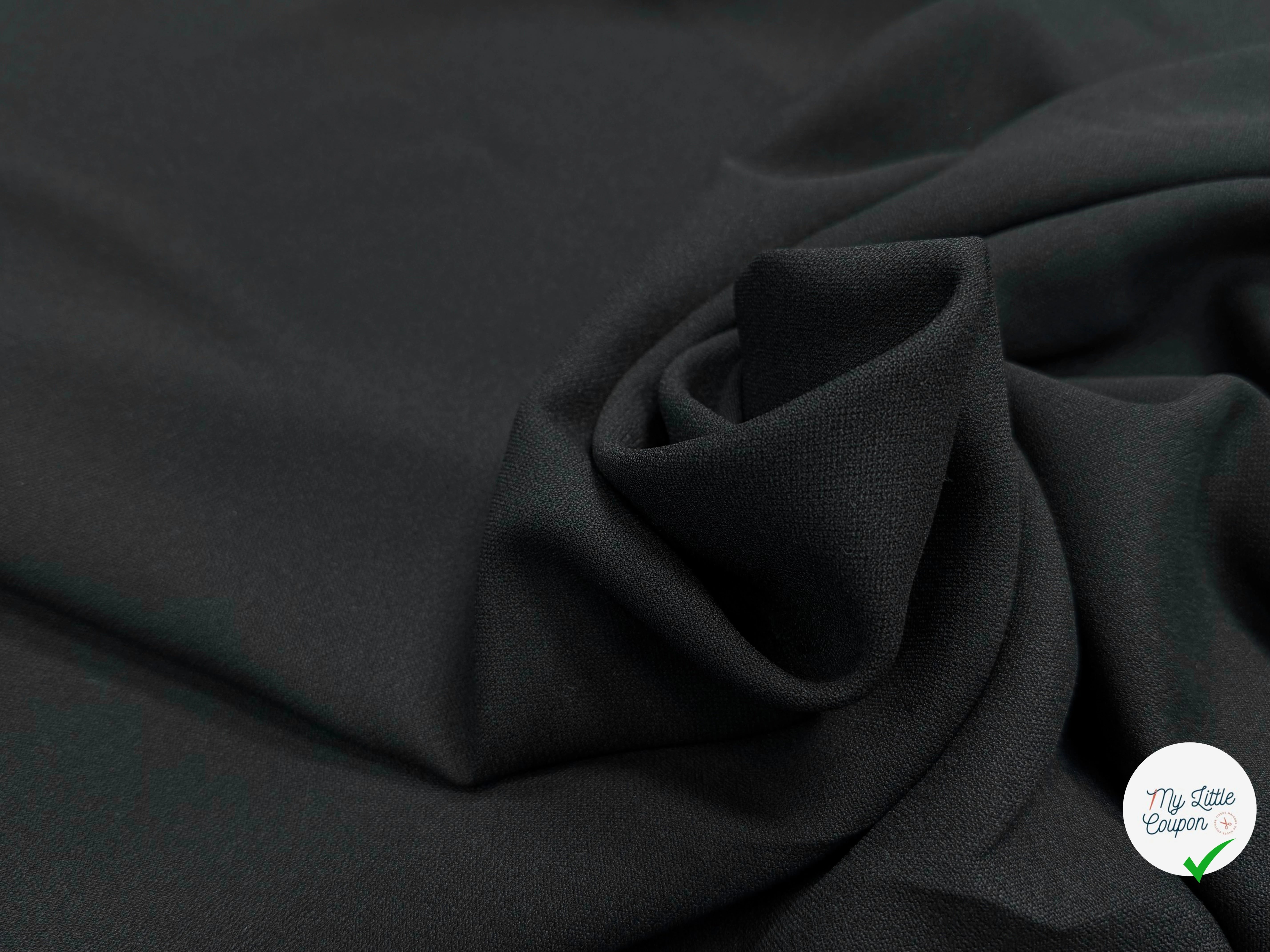 CREPE VISCOSE ACETATE STRETCH SÉMI-LOURD NOIR 50% VISCOSE 4% ÉLASTHANNE - My Little Coupon