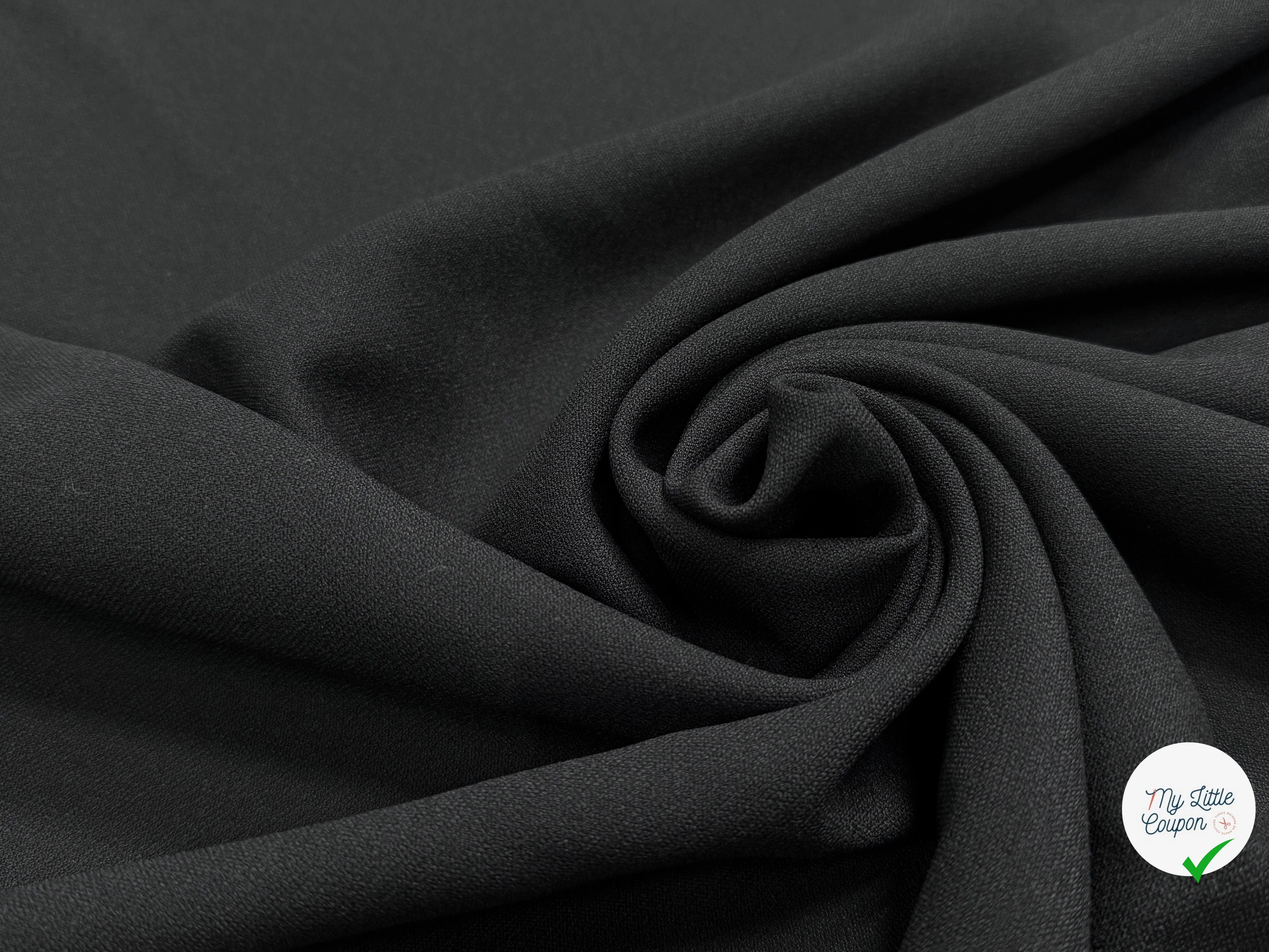CREPE VISCOSE ACETATE STRETCH SÉMI-LOURD NOIR 50% VISCOSE 4% ÉLASTHANNE - My Little Coupon