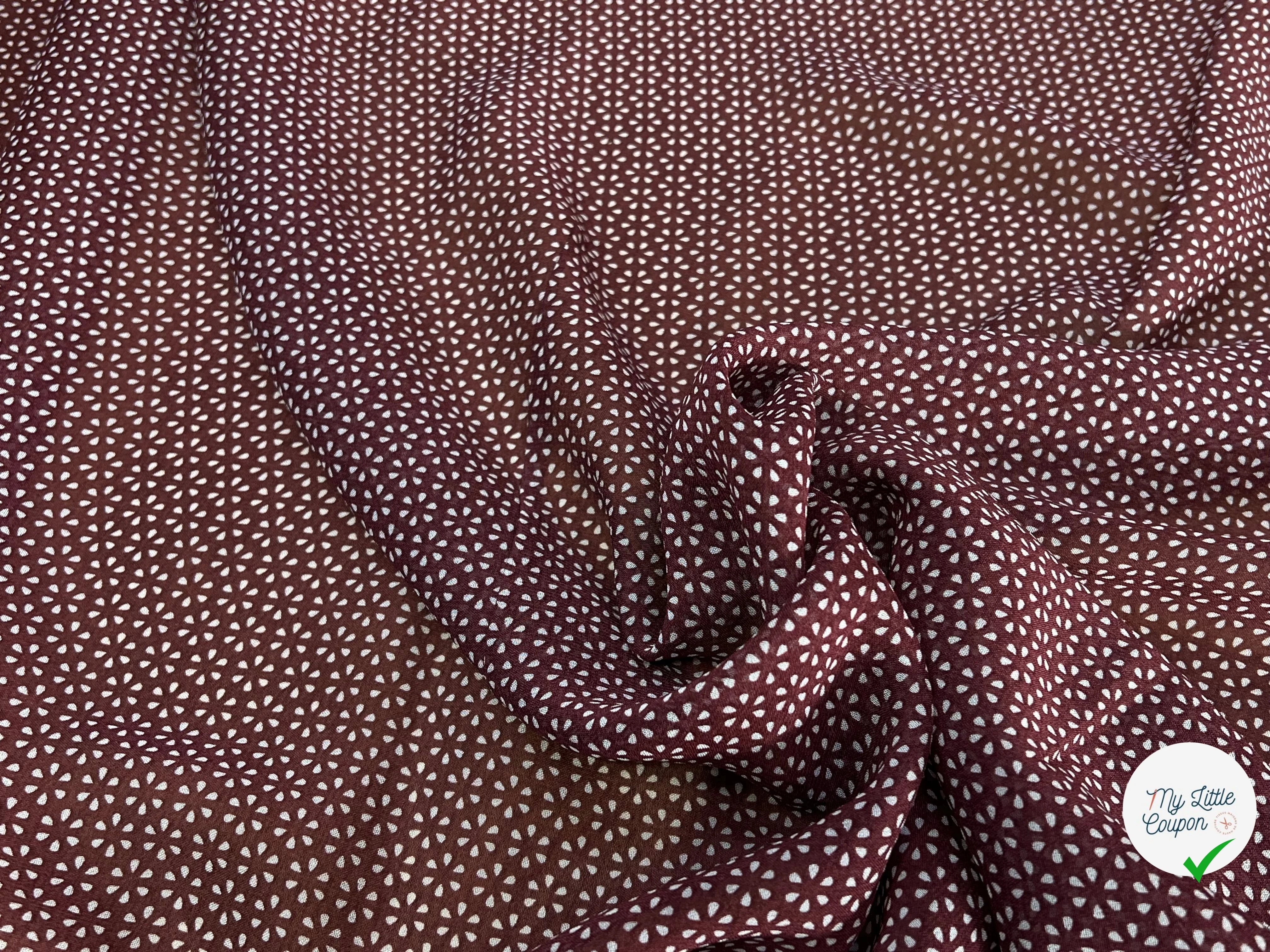 CREPE VISCOSE FEUILLAGE BOURGUNDY - My Little Coupon