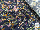 CREPE VISCOSE FLEURIE ET PAISLEY BLEU NUIT - My Little Coupon