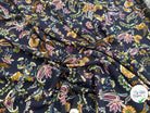 CREPE VISCOSE FLEURIE ET PAISLEY BLEU NUIT - My Little Coupon
