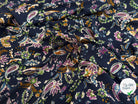 CREPE VISCOSE FLEURIE ET PAISLEY BLEU NUIT - My Little Coupon