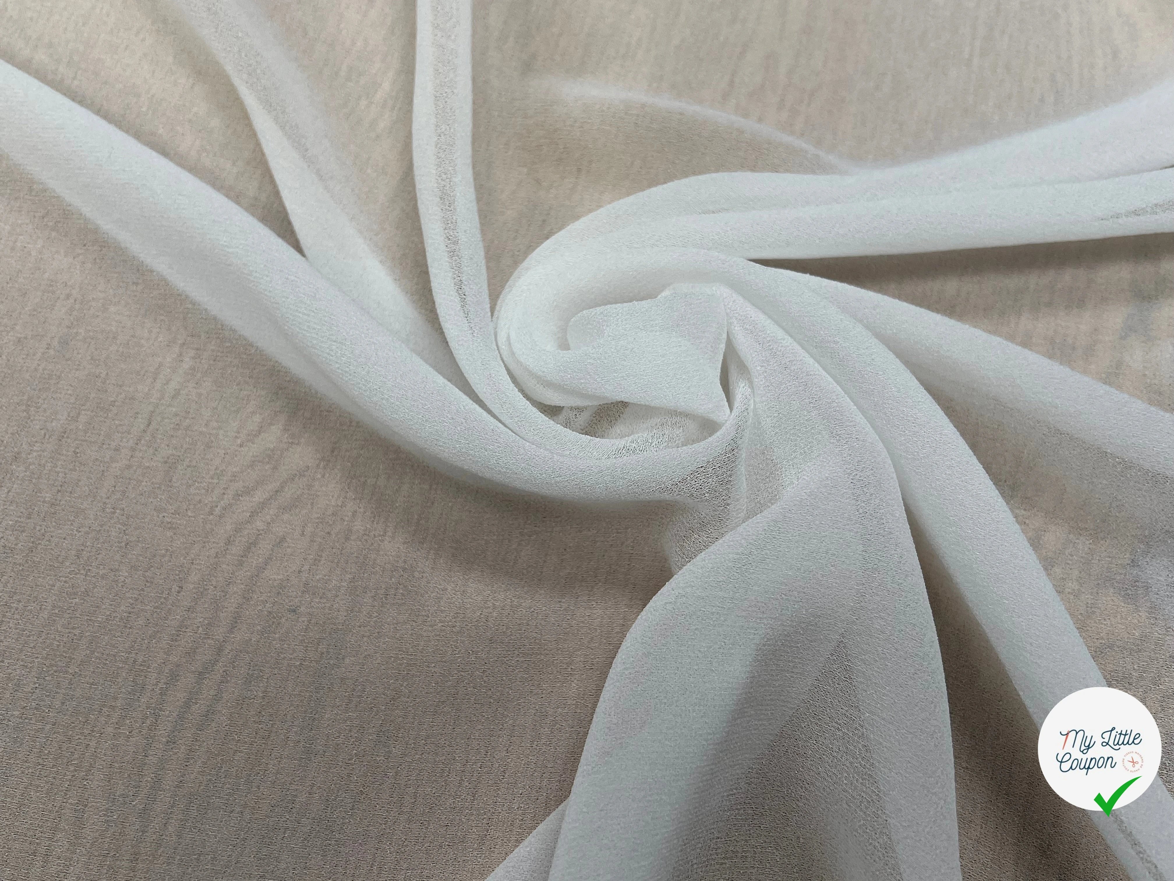 CREPE VISCOSE FLUIDE AVEC 20% SOIE BLANC LÉGÈREMENT CASSÉ - My Little Coupon
