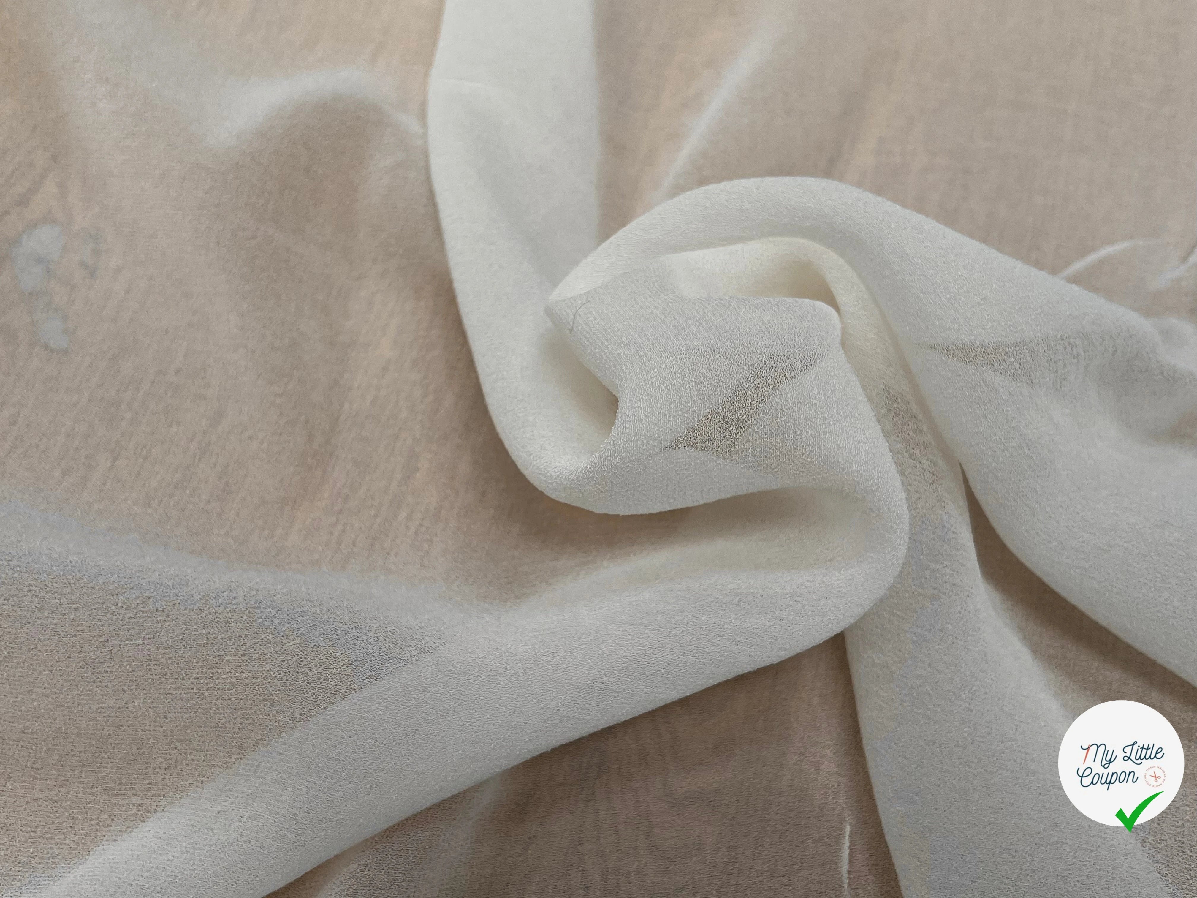 CREPE VISCOSE FLUIDE AVEC 20% SOIE ÉCRU - My Little Coupon