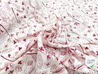 CRÊPE VISCOSE FOND BLANC MOTIFS COLOMBES ET TREFFLES ROSE - My Little Coupon