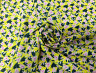 CRÊPE VISCOSE FOND JAUNE MOTIFS FLEURS DE LYS - My Little Coupon