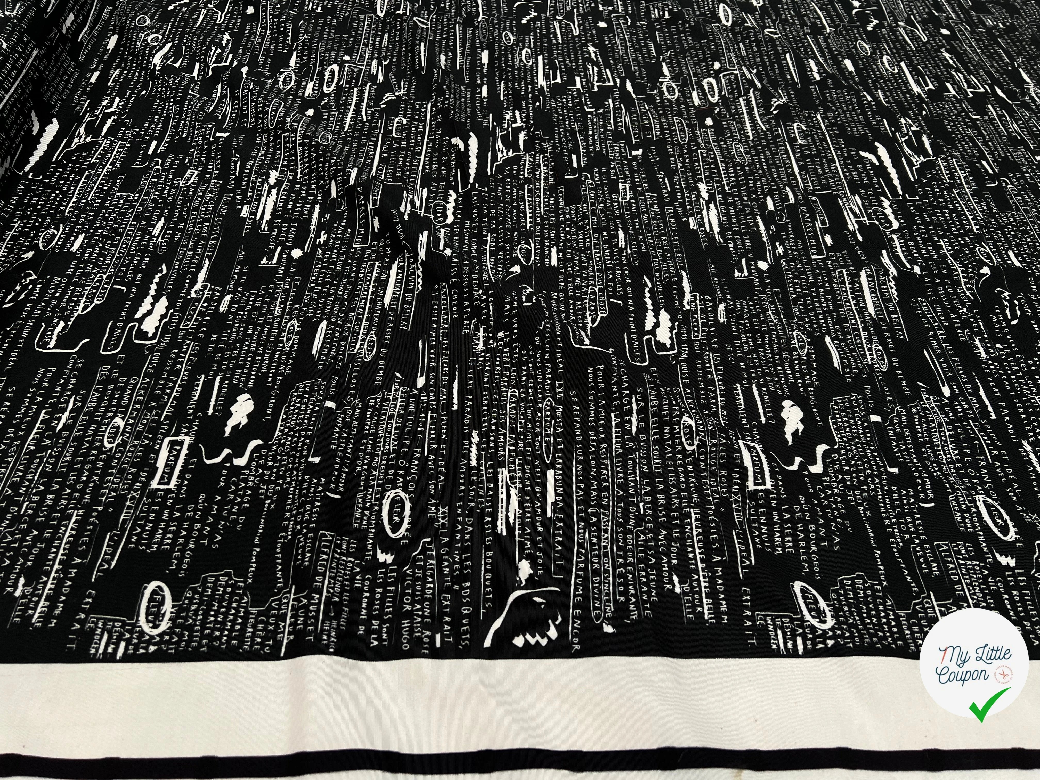 CRÈPE VISCOSE FOND MOTIF TEXTE 160CM - My Little Coupon