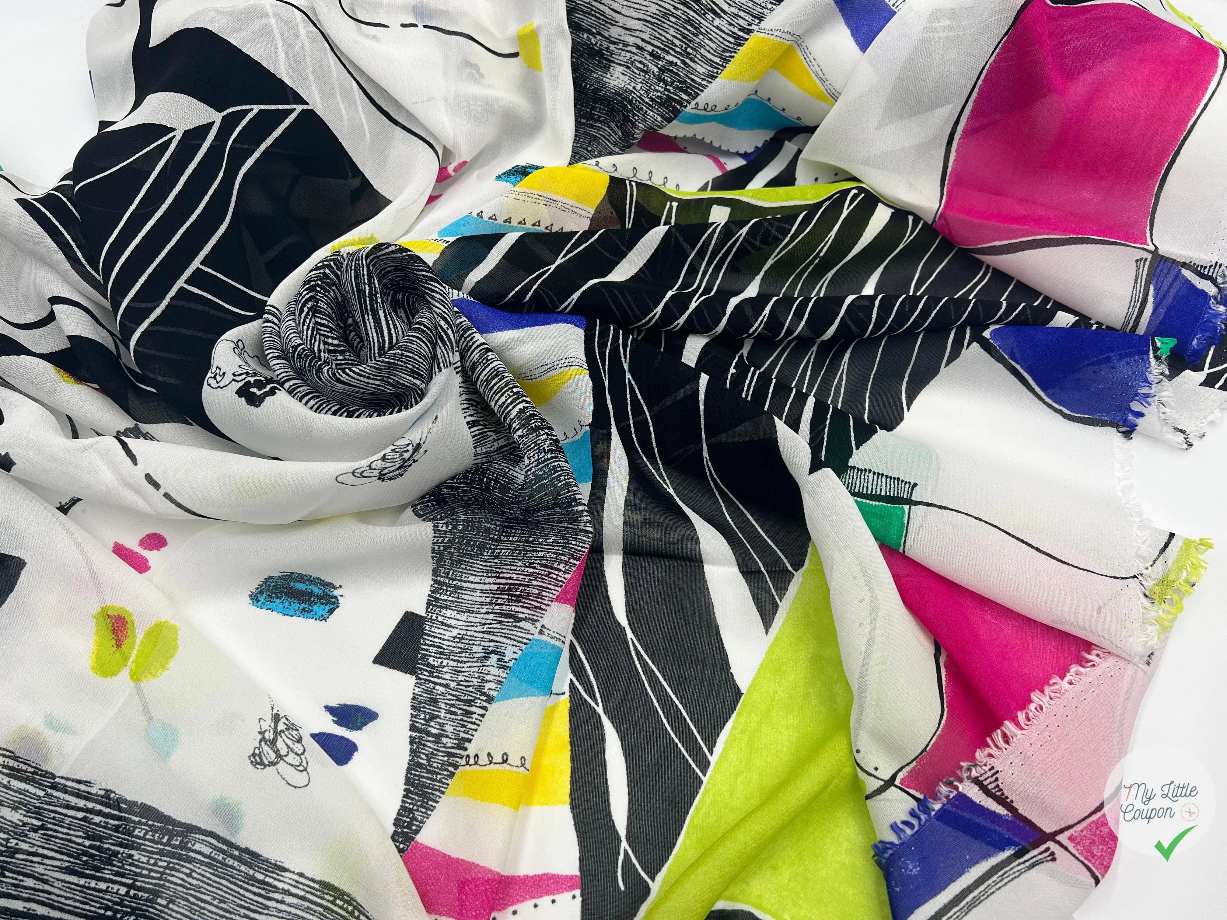 CRÊPE VISCOSE IMPRIMÉ ELEGANCE CUBISTE - My Little Coupon - tissu - coudre