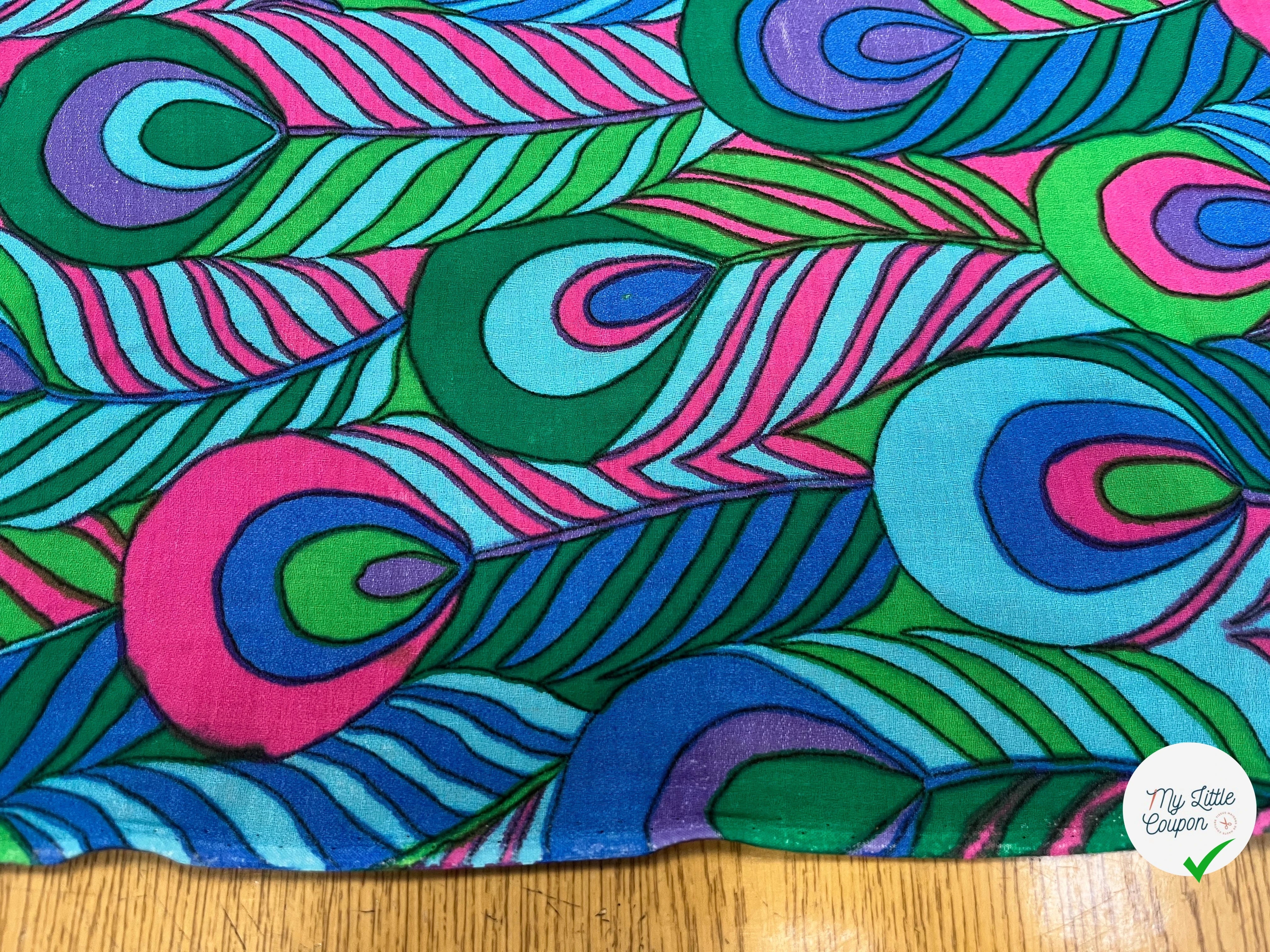 CRÈPE VISCOSE IMPRIMÉ FEUILLAGE VERT BLEU ROSE VIOLET 90CM - My Little Coupon