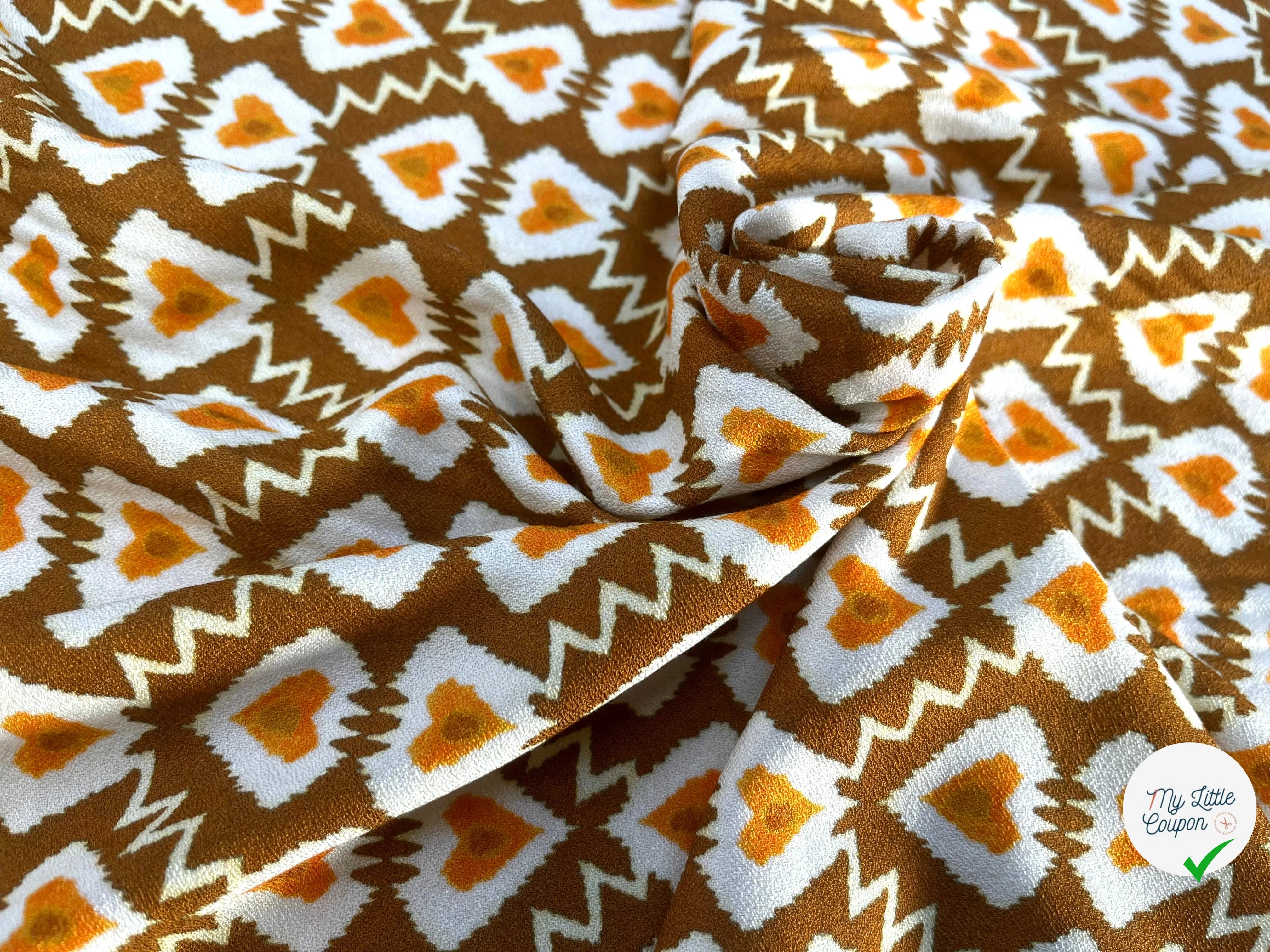 CREPE VISCOSE LOURD FOND MARON MOTIF COEUR - My Little Coupon