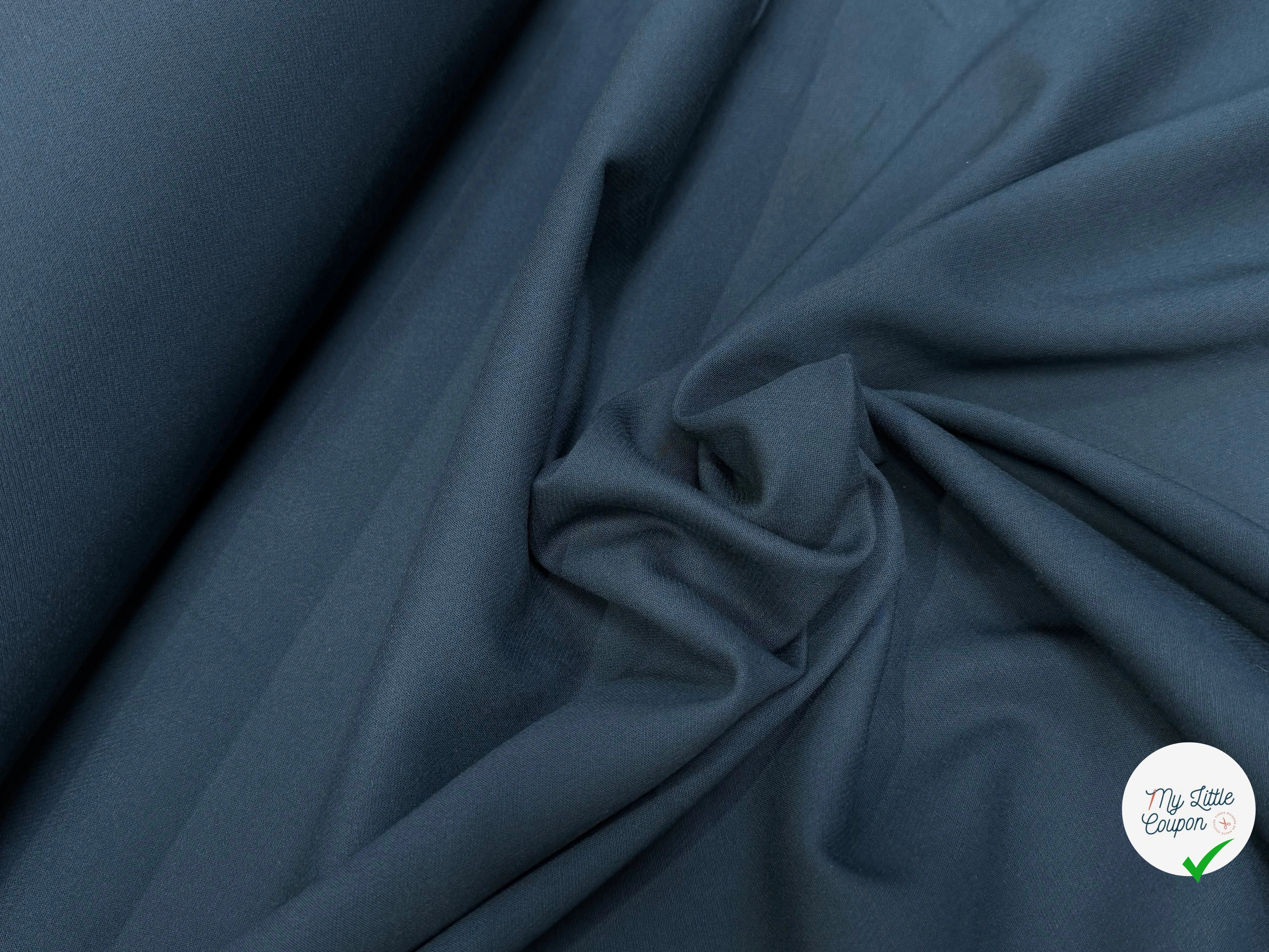 CREPE VISCOSE LOURD JAPAN BLEU PÉTROLE FONCÉ - My Little Coupon