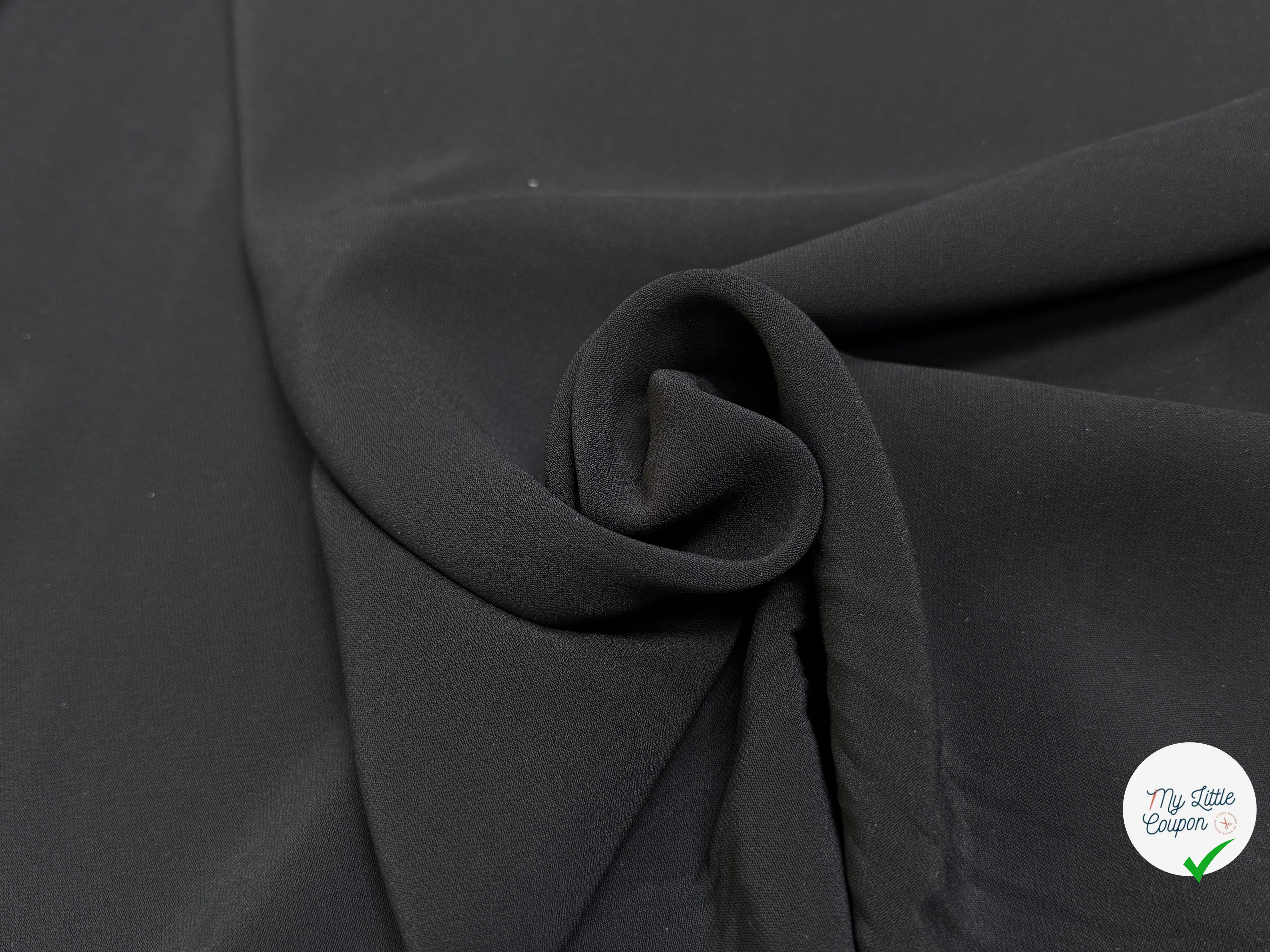 CREPE VISCOSE LOURD TRÈS BEAU TOMBÉ NOIR TRÈS LÉGÈREMENT SATINÉ - My Little Coupon