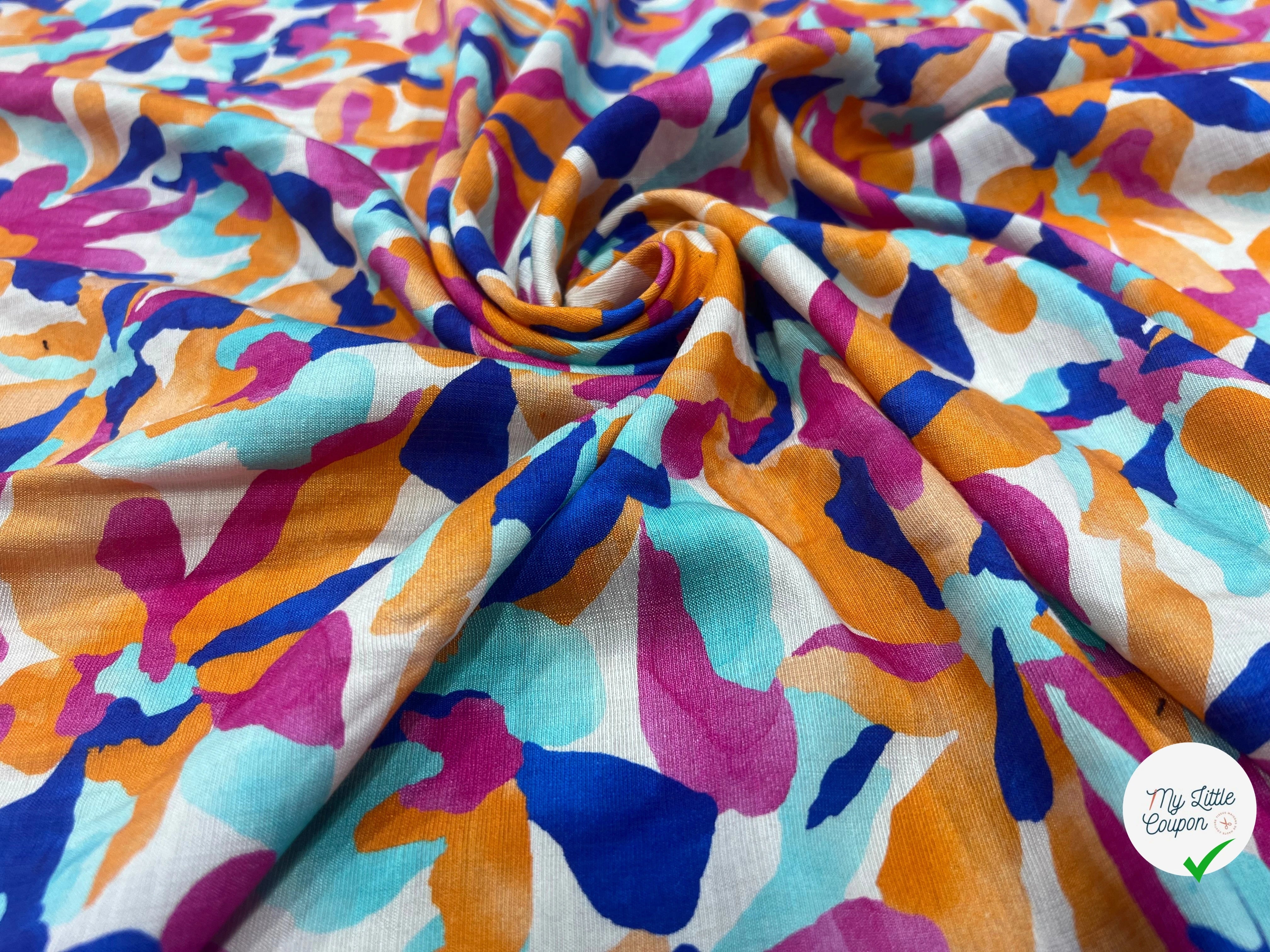 CREPE VISCOSE MELANGÉE ORANGE ROSE - My Little Coupon