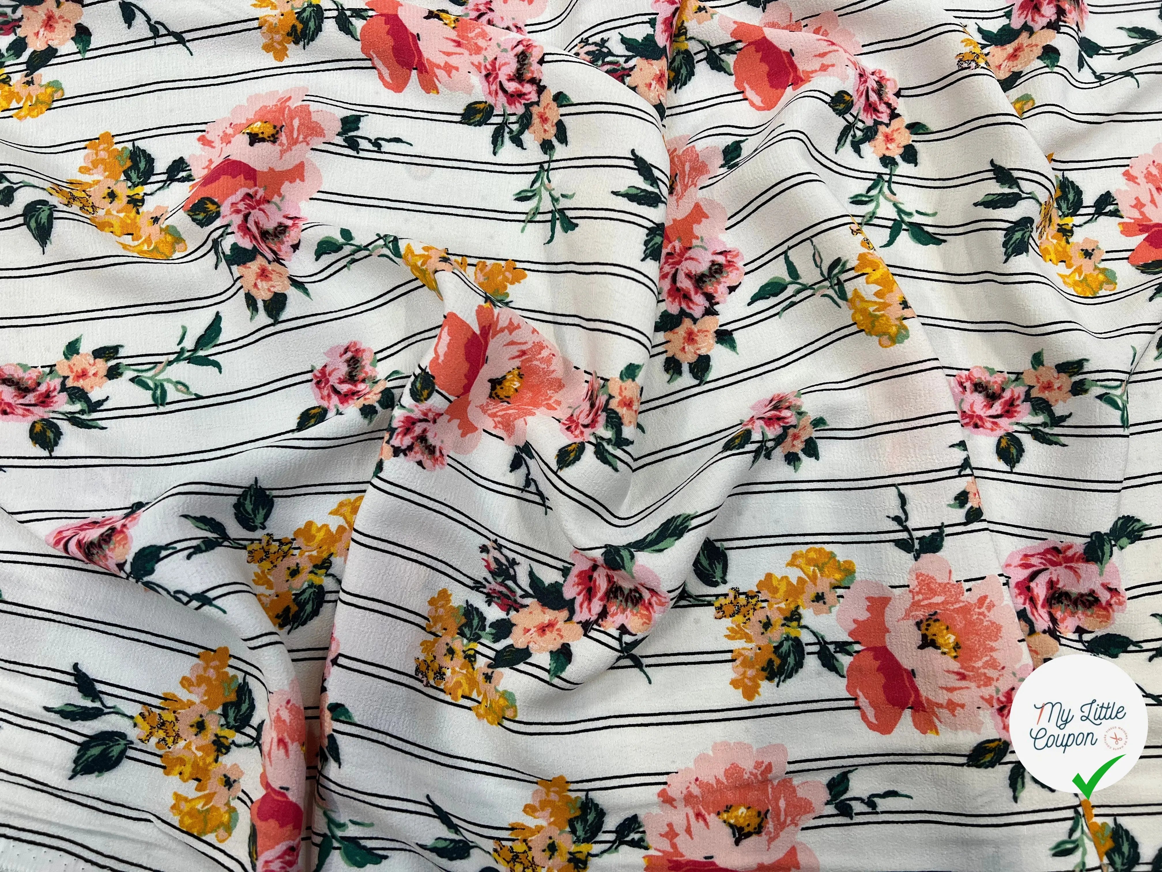 CREPE VISCOSE RAYURES & FLEURS MSO