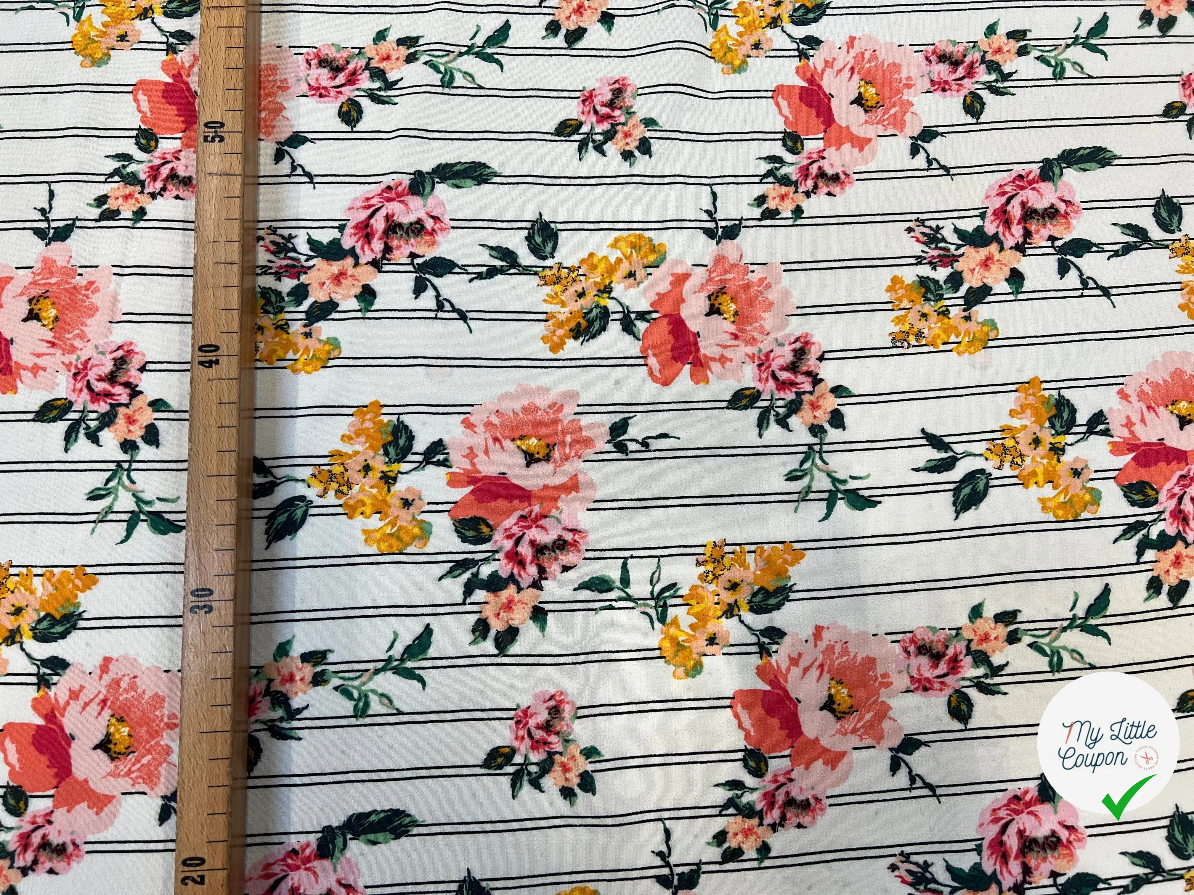 CREPE VISCOSE RAYURES & FLEURS MSO