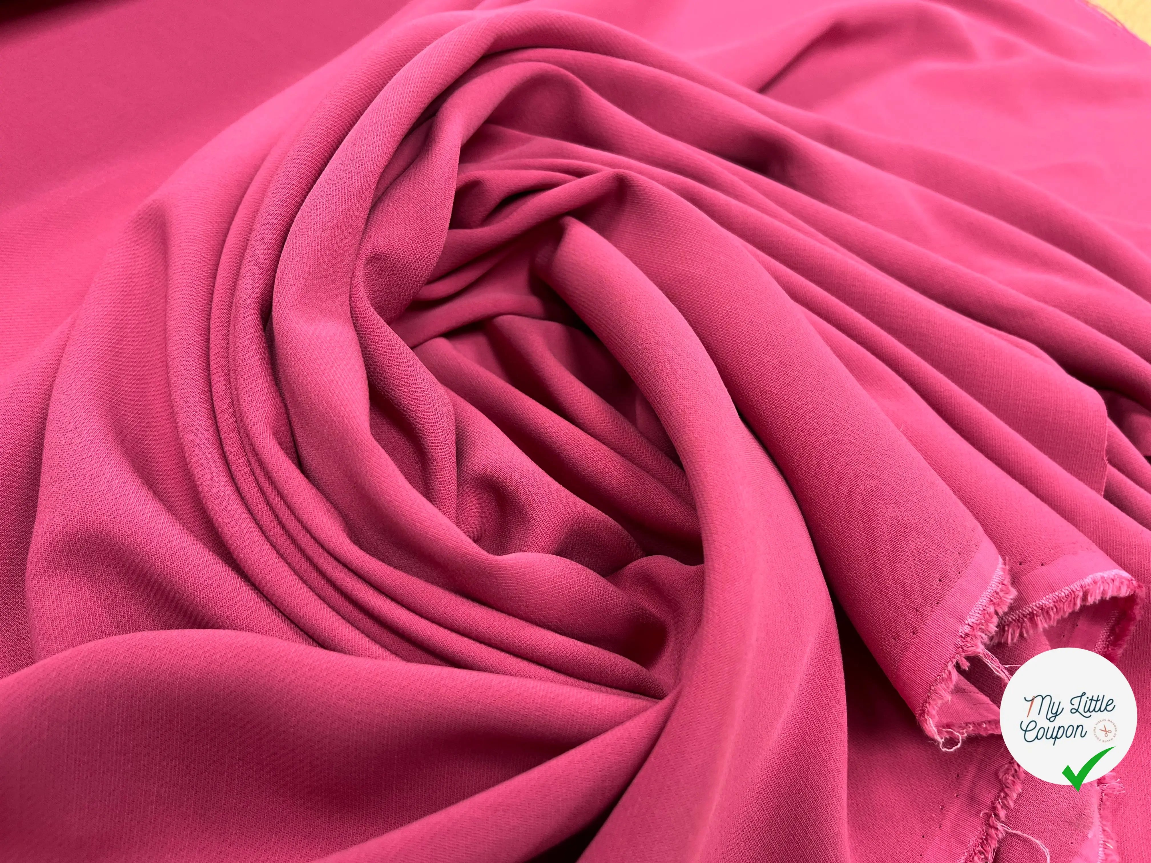 CREPE VISCOSE SERGÉ LOURD ROSE - My Little Coupon