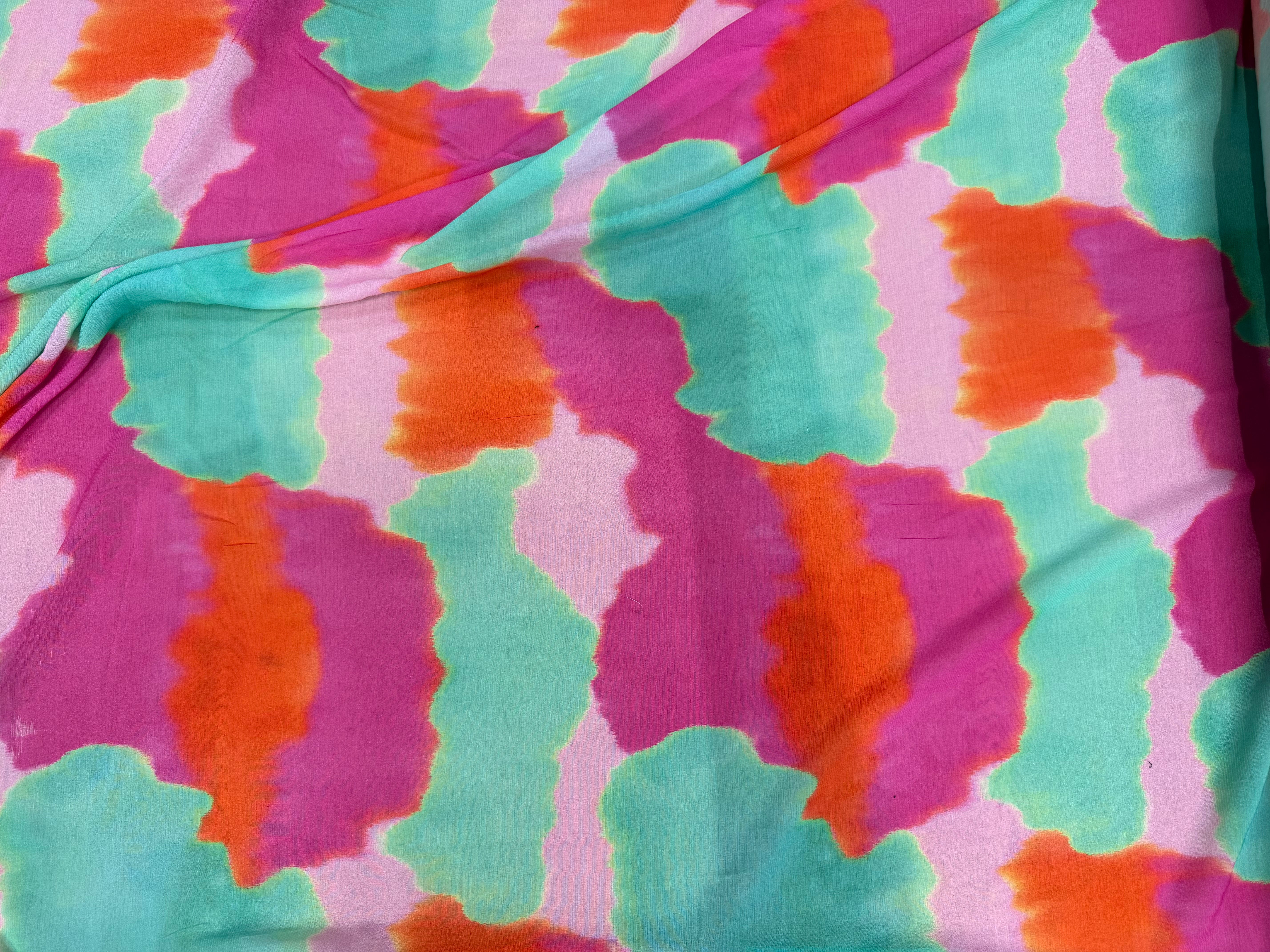CREPE VISCOSE VISCOSE SOIE SILK NUAGES MULTICOLORE - My Little Coupon