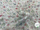 CRÉPON DE SOIE FLEURS COLORÉES SUR FOND BLANC MLC INTERN