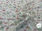 CRÉPON DE SOIE FLEURS COLORÉES SUR FOND BLANC MLC INTERN