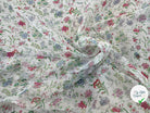 CRÉPON DE SOIE FLEURS COLORÉES SUR FOND BLANC MLC INTERN