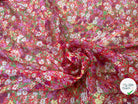 CRÉPON DE SOIE FLEURS COLORÉES SUR FOND ROUGE - My Little Coupon