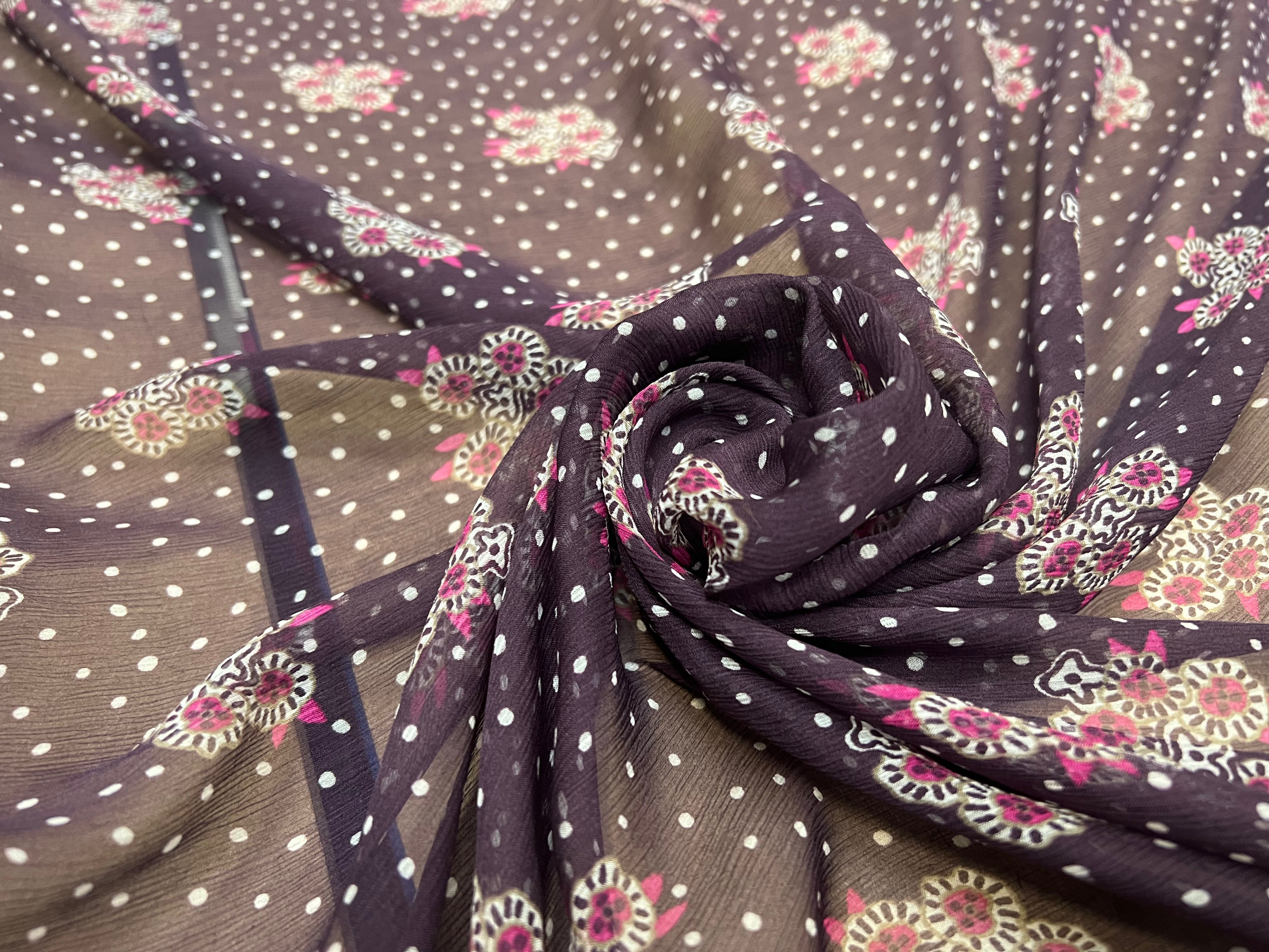 CRÉPON DE SOIE MAZZO DI FIORI E SETA VIOLET - My Little Coupon