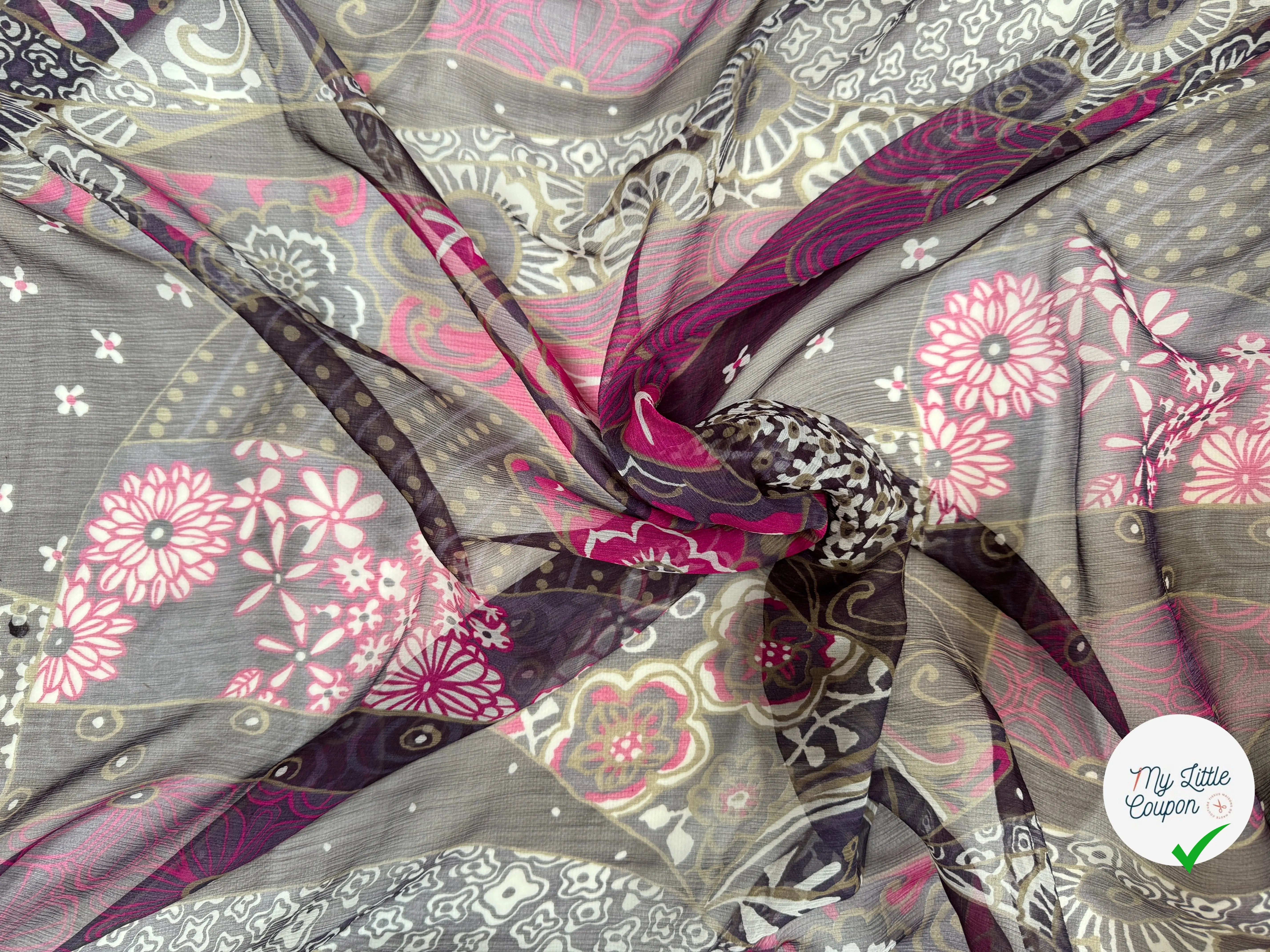 CRÉPON DE SOIE PINK FLOWERS - My Little Coupon