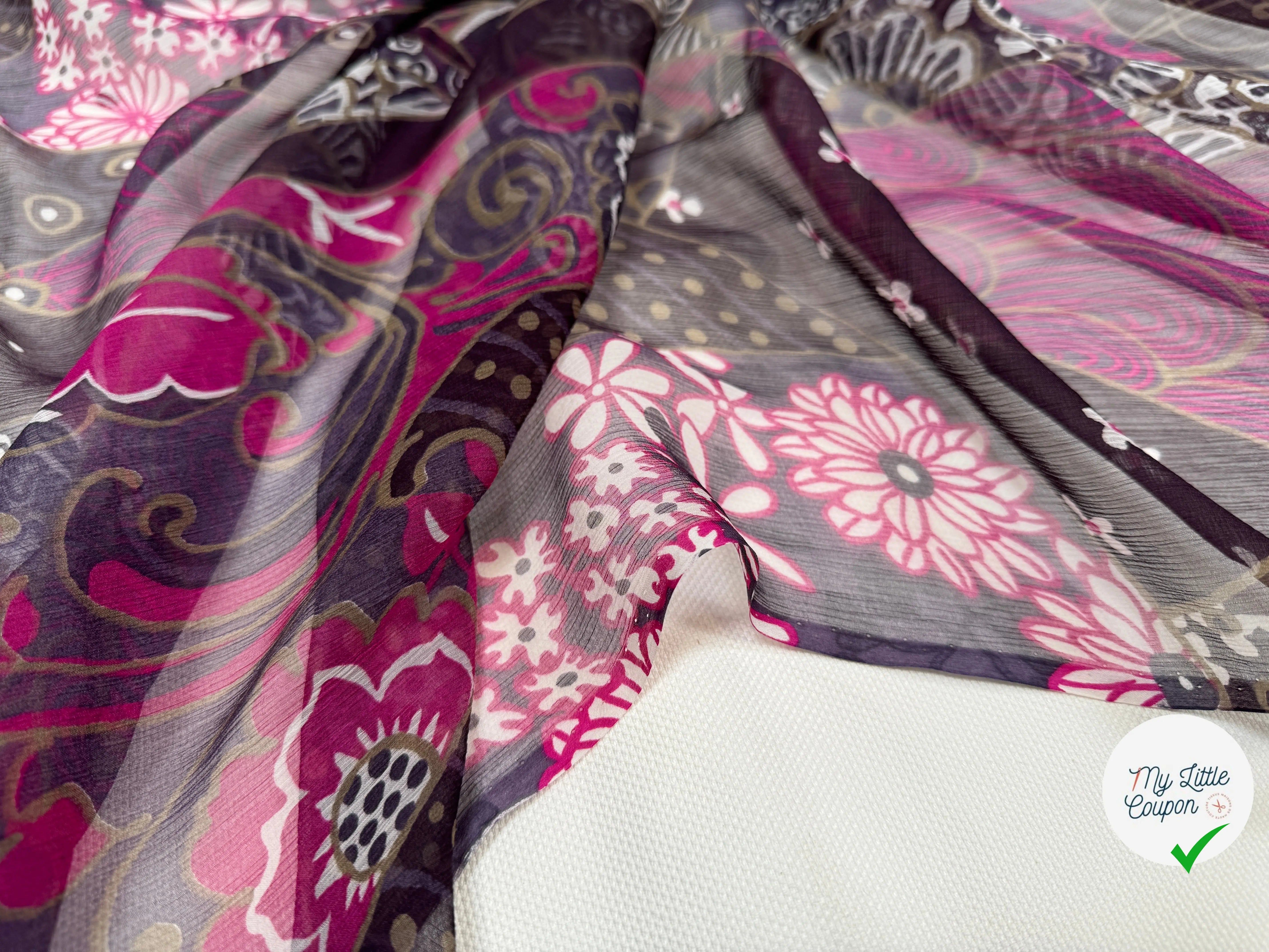 CRÉPON DE SOIE PINK FLOWERS - My Little Coupon