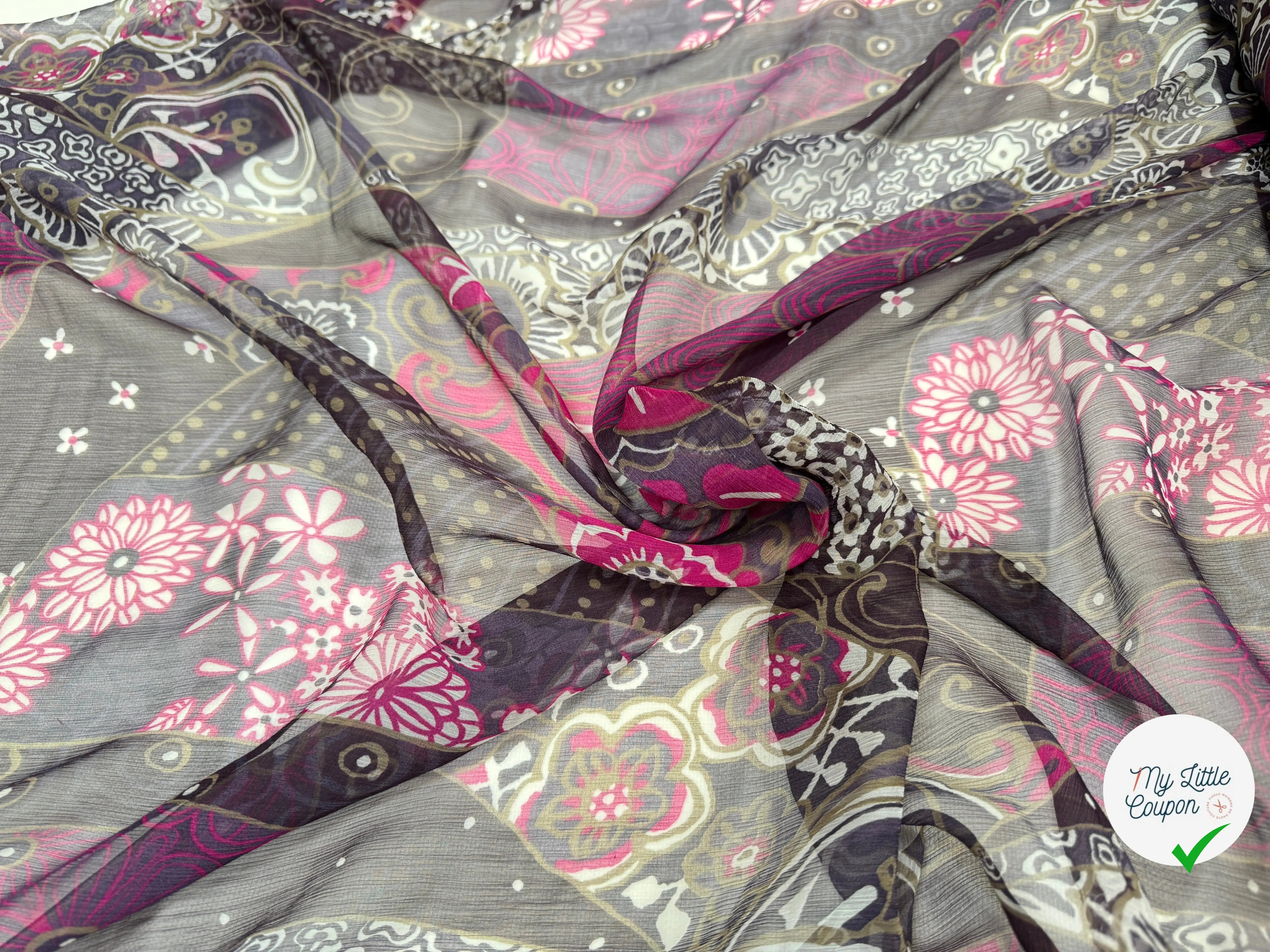 CRÉPON DE SOIE PINK FLOWERS - My Little Coupon