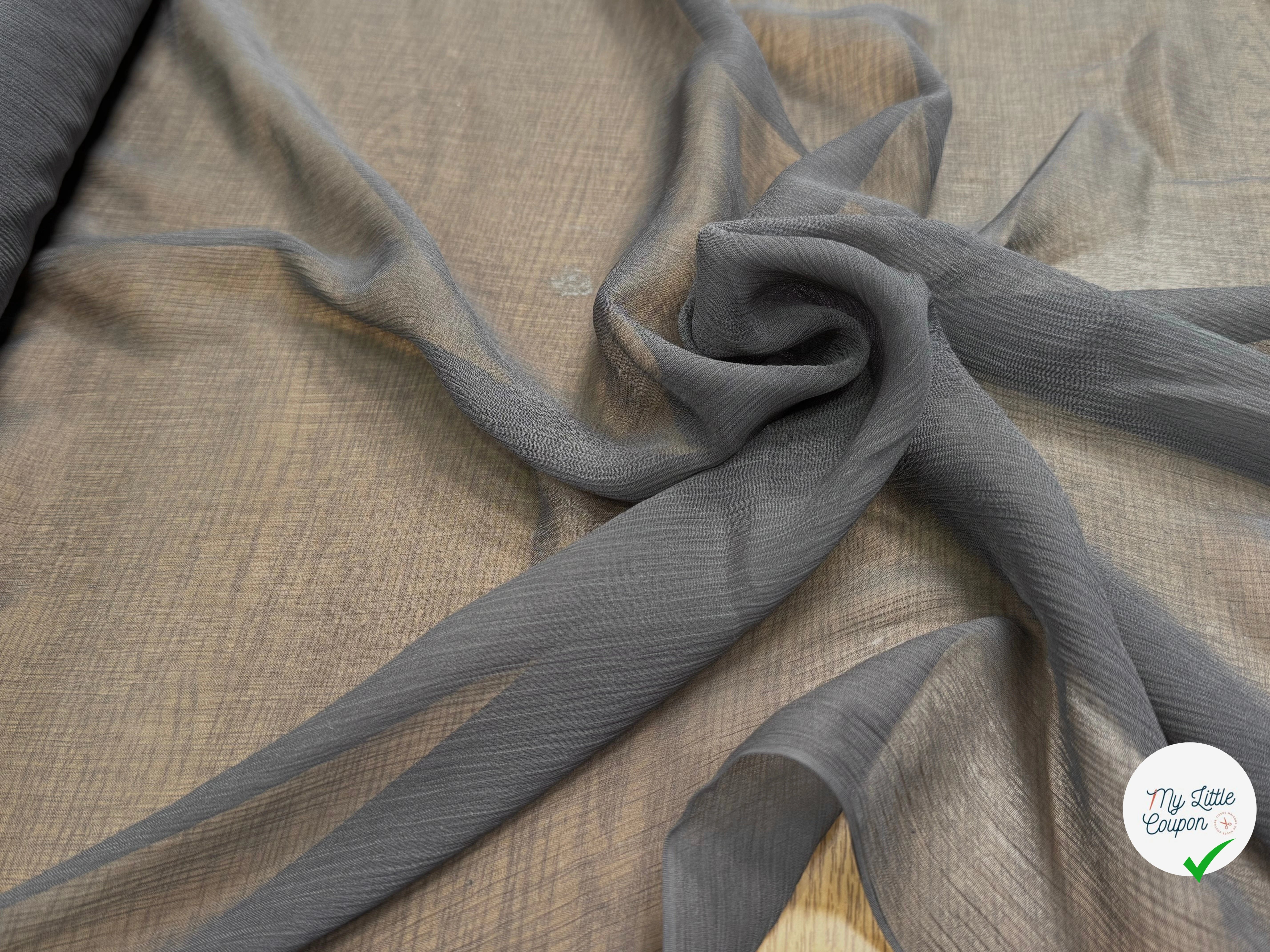 CRÈPON DE SOIE PLISSÉ NOIR GRIS - My Little Coupon