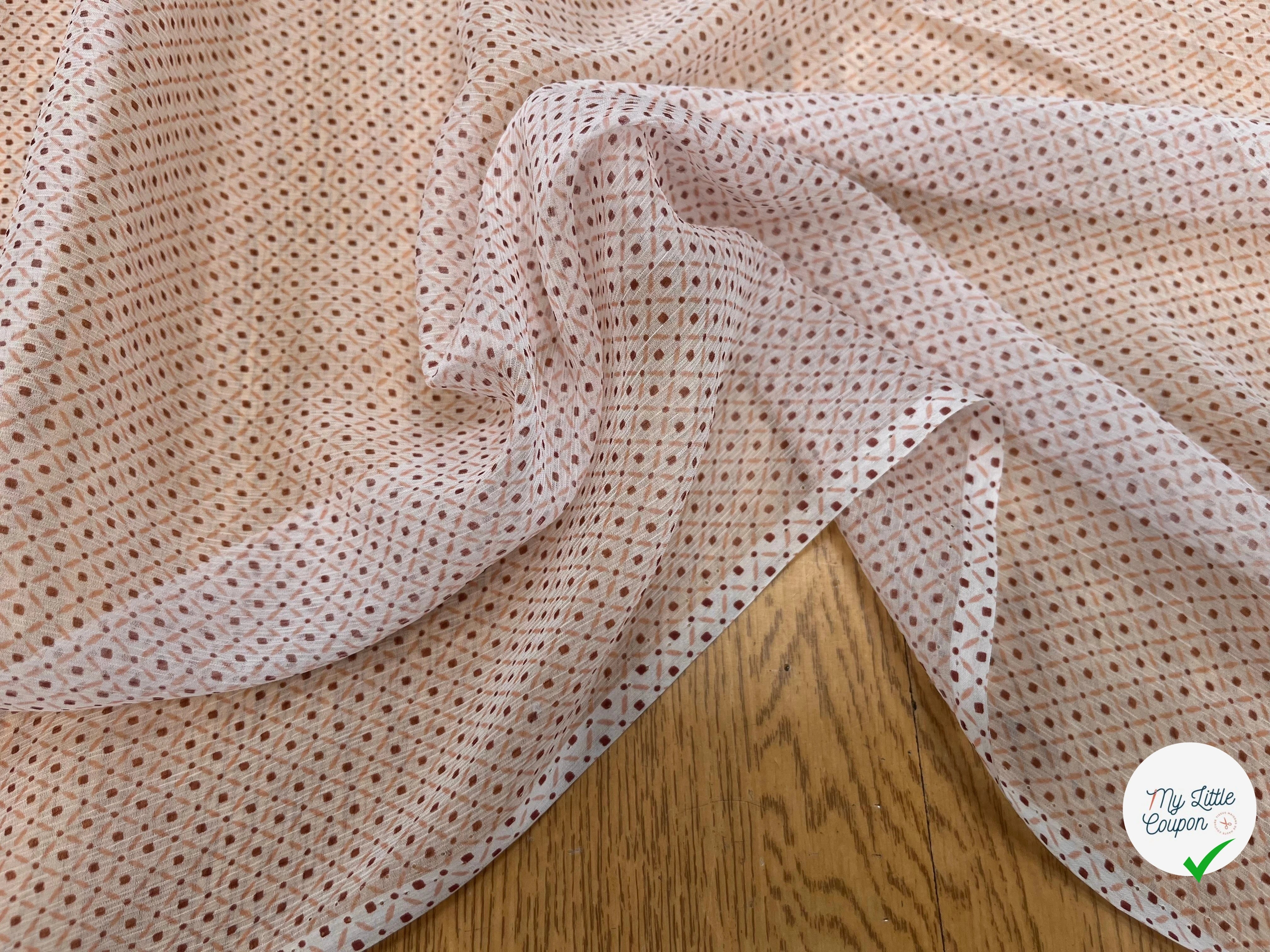 CREPON DE SOIE PLISSÉE MOTIF RECTANGULAIRE GÉOMETRIQUE - My Little Coupon