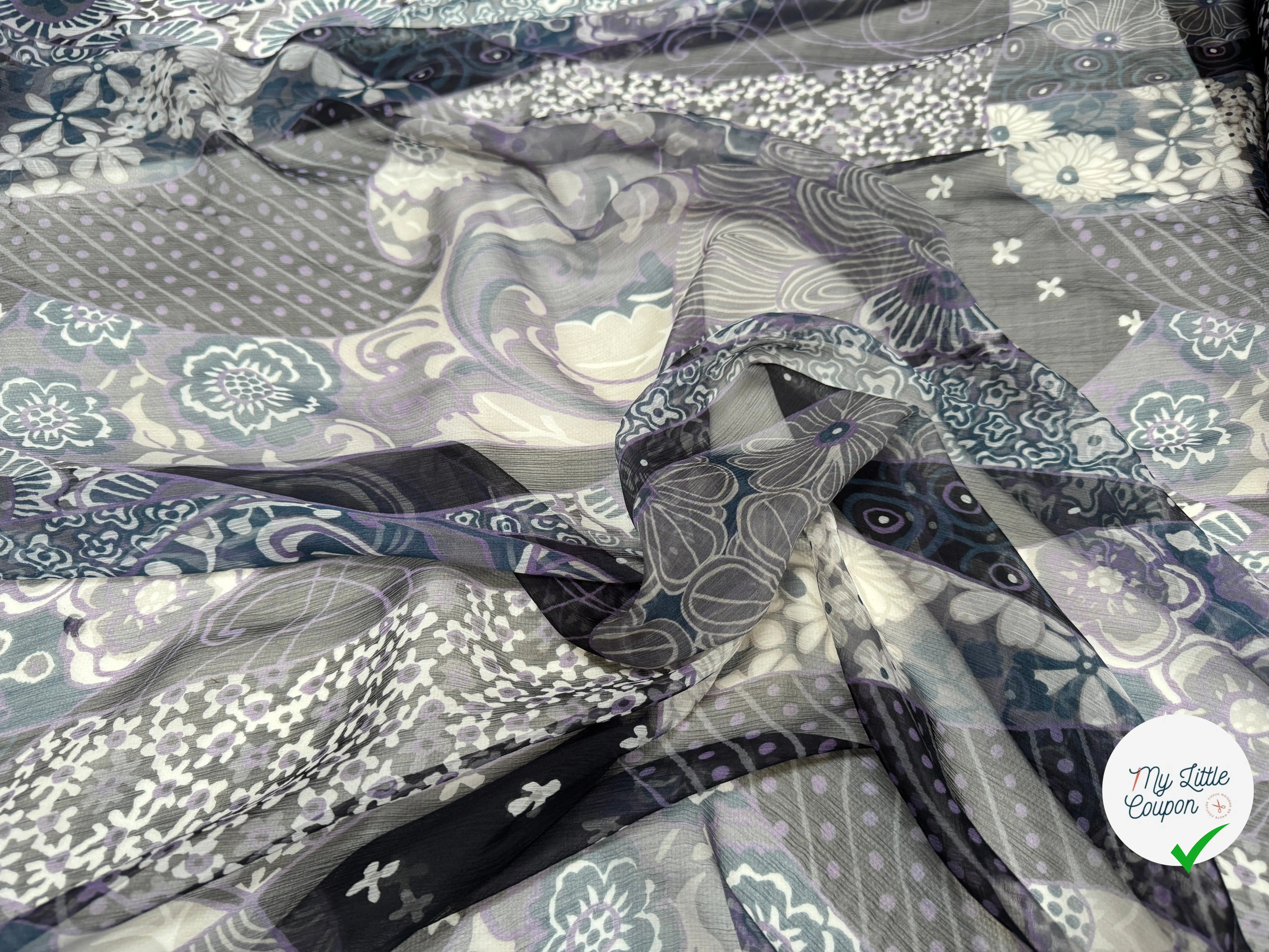 CRÉPON DE SOIE PURPLE FLOWERS - My Little Coupon