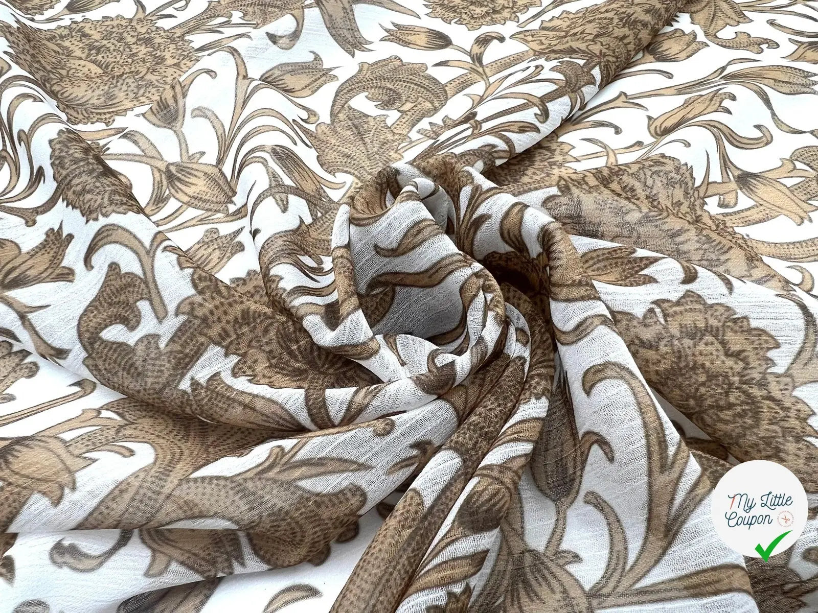 CRÉPON FILETÉ ORNAMENT BEIGE - My Little Coupon - tissu - coudre