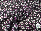 CREPON FOND NOIR FLEURS VIOLET ET BLANC - My Little Coupon