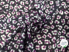 CREPON FOND NOIR FLEURS VIOLET ET BLANC - My Little Coupon