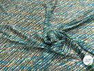 CREPON IMPRIMÉ MULTICOLORES OEUVRE D'ART FOND TURQUOISE - My Little Coupon