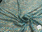 CREPON IMPRIMÉ MULTICOLORES OEUVRE D'ART FOND TURQUOISE - My Little Coupon
