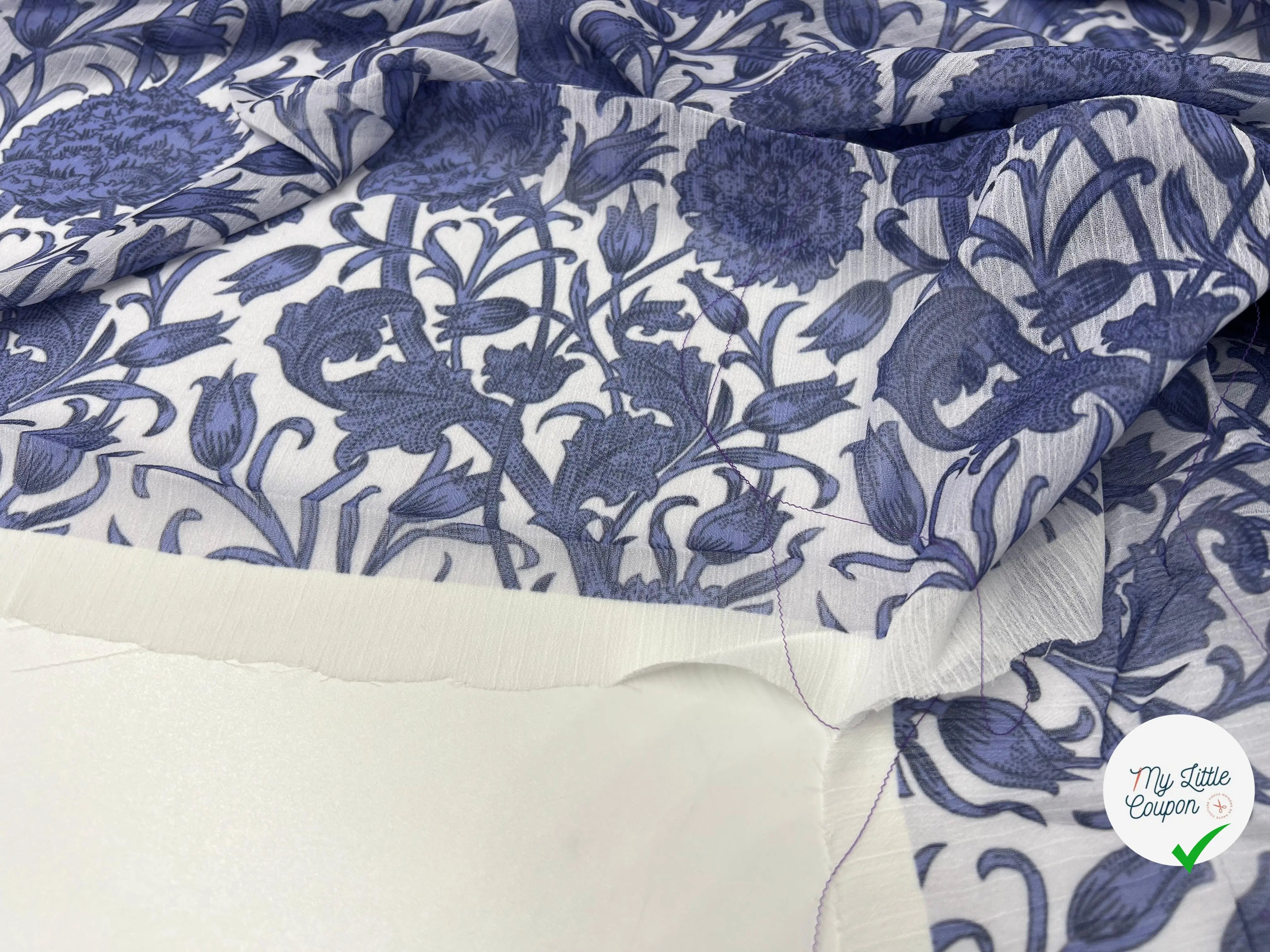 CRÉPON IMPRIMÉ ORNAMENT INDIGO - My Little Coupon - tissu - coudre